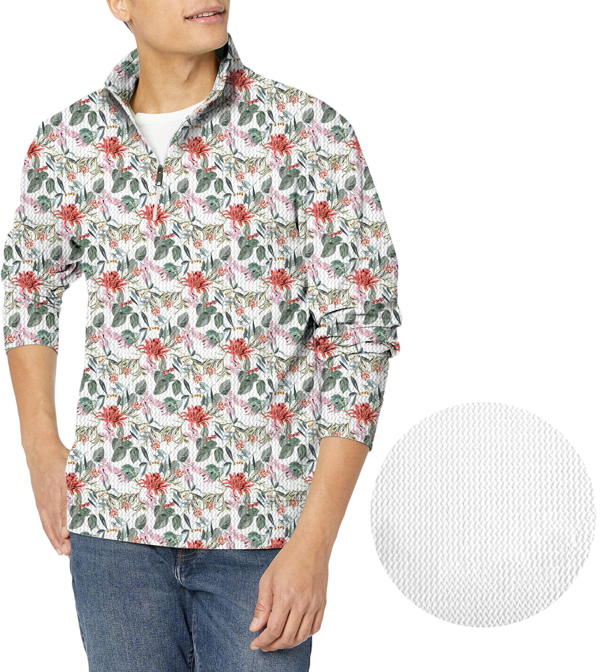 DAISY FLOWER-Men's Golf Waffle Zipper Pullover
