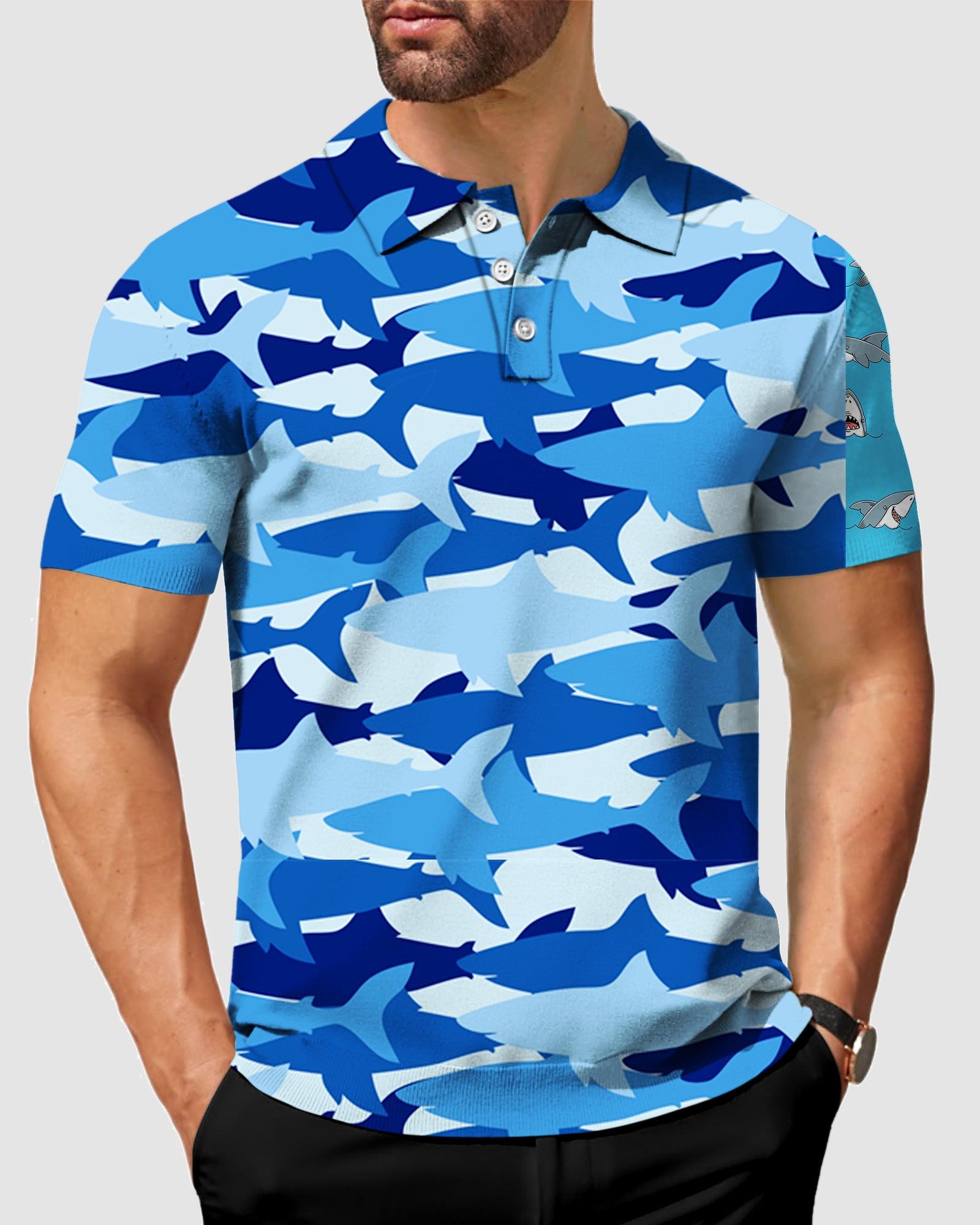 Men's Blue Shark Swarm golf polo