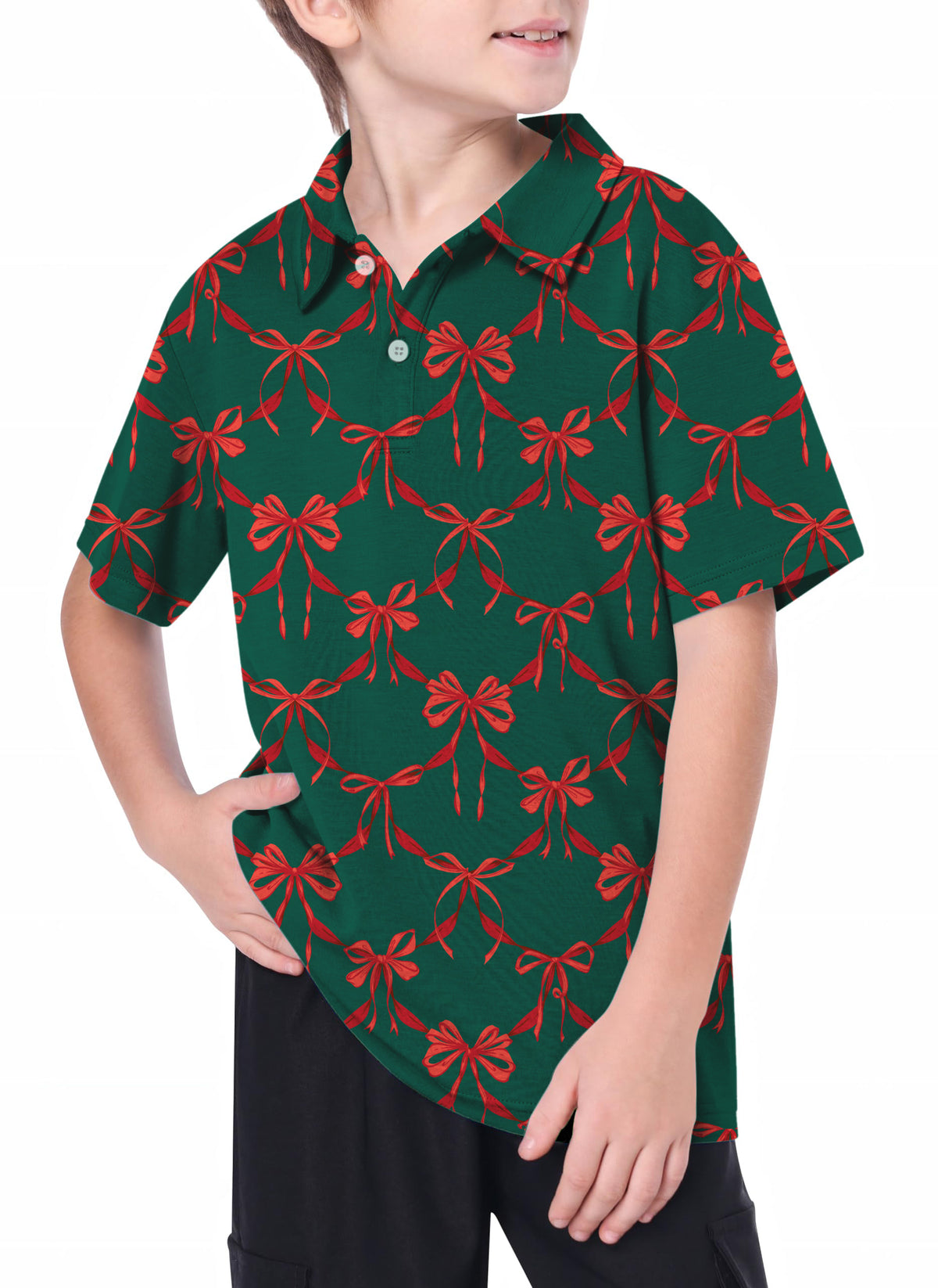 Youth Christmas red knot detail Golf Polo