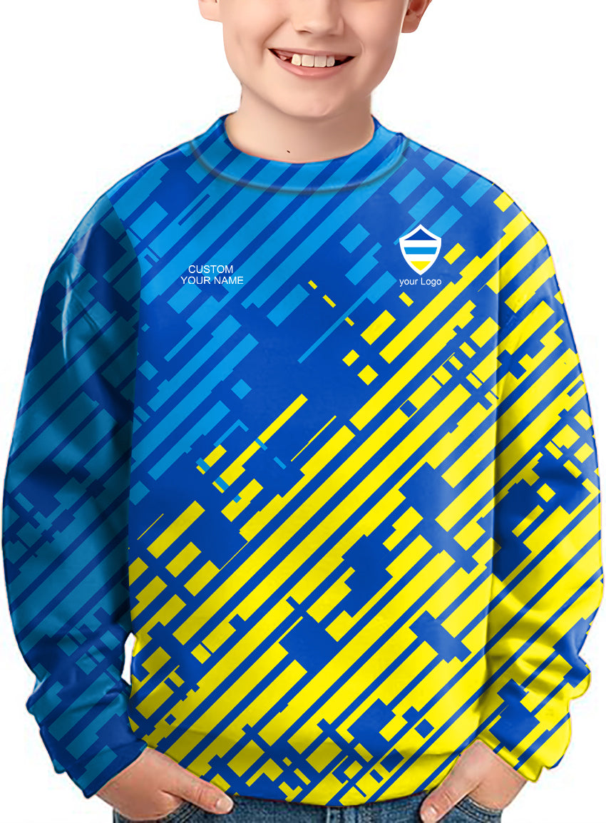 blue yellow sport Team Crewneck Pullover Kids Ugly Sweater