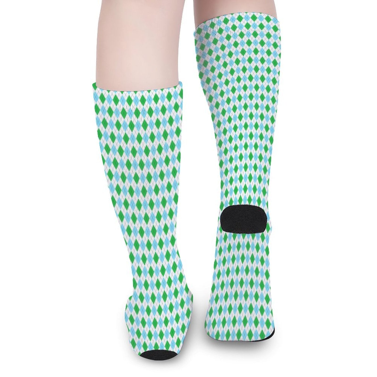 Green diamond grid Prined socks Gifts for Men Women