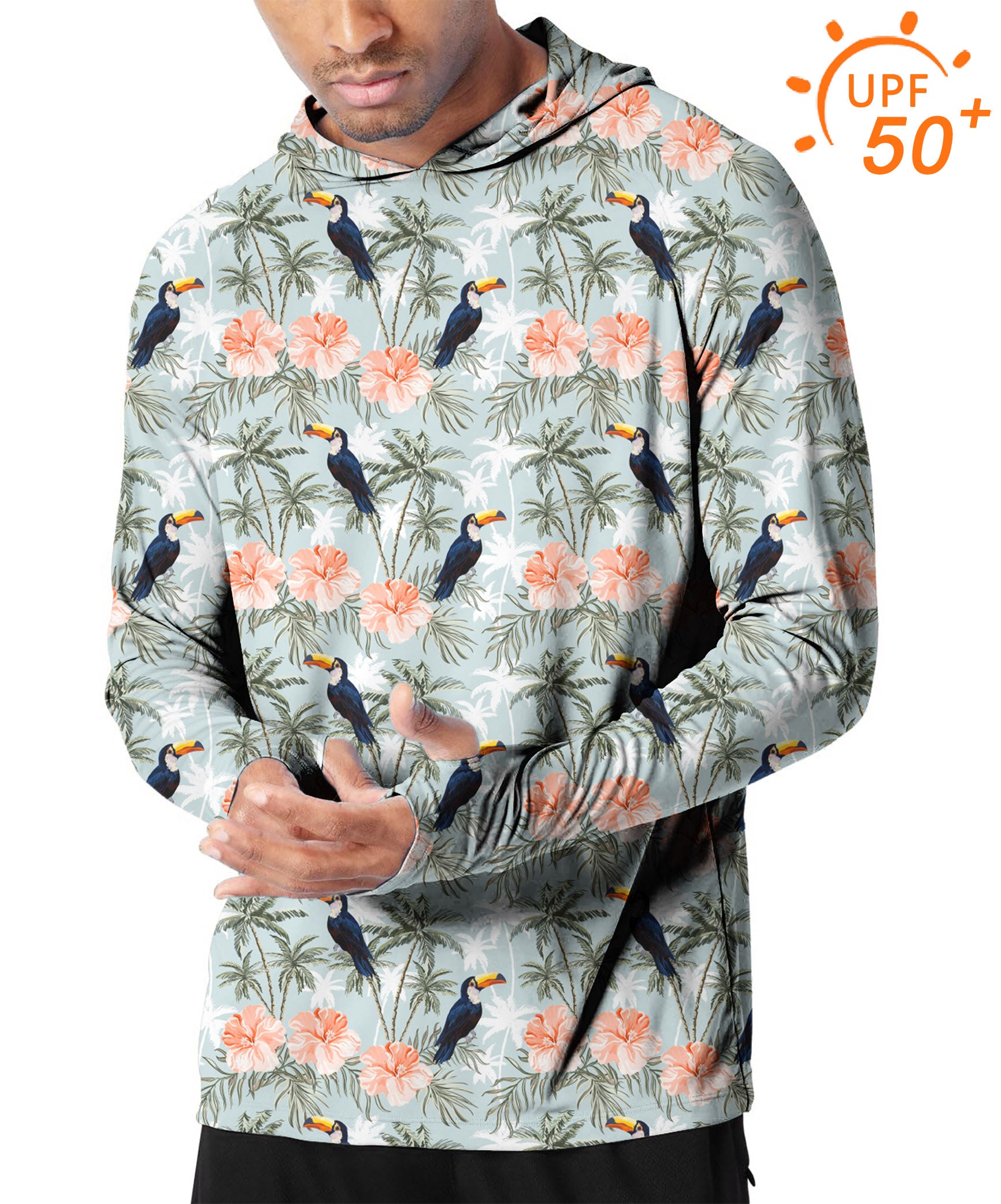 Men's Outdoor Toucan tropical flower Golf Sun Protection Slim Fit hoodies