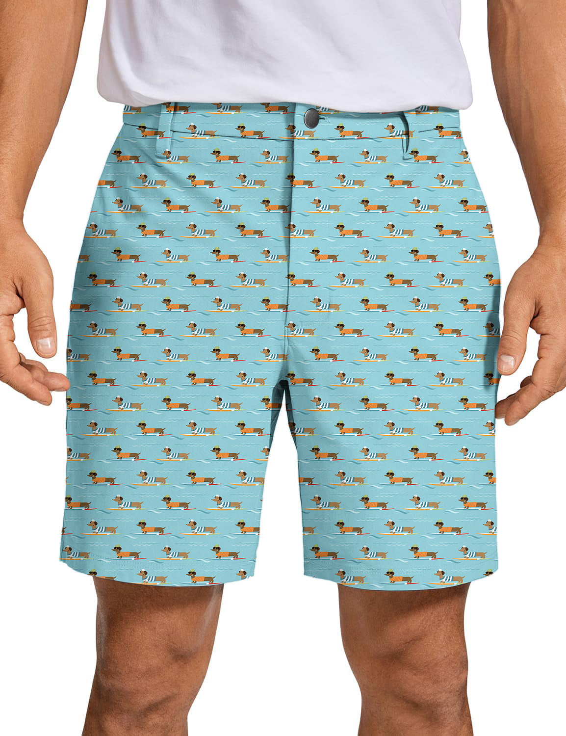 Men's Dachshund Surfing Golf Shorts