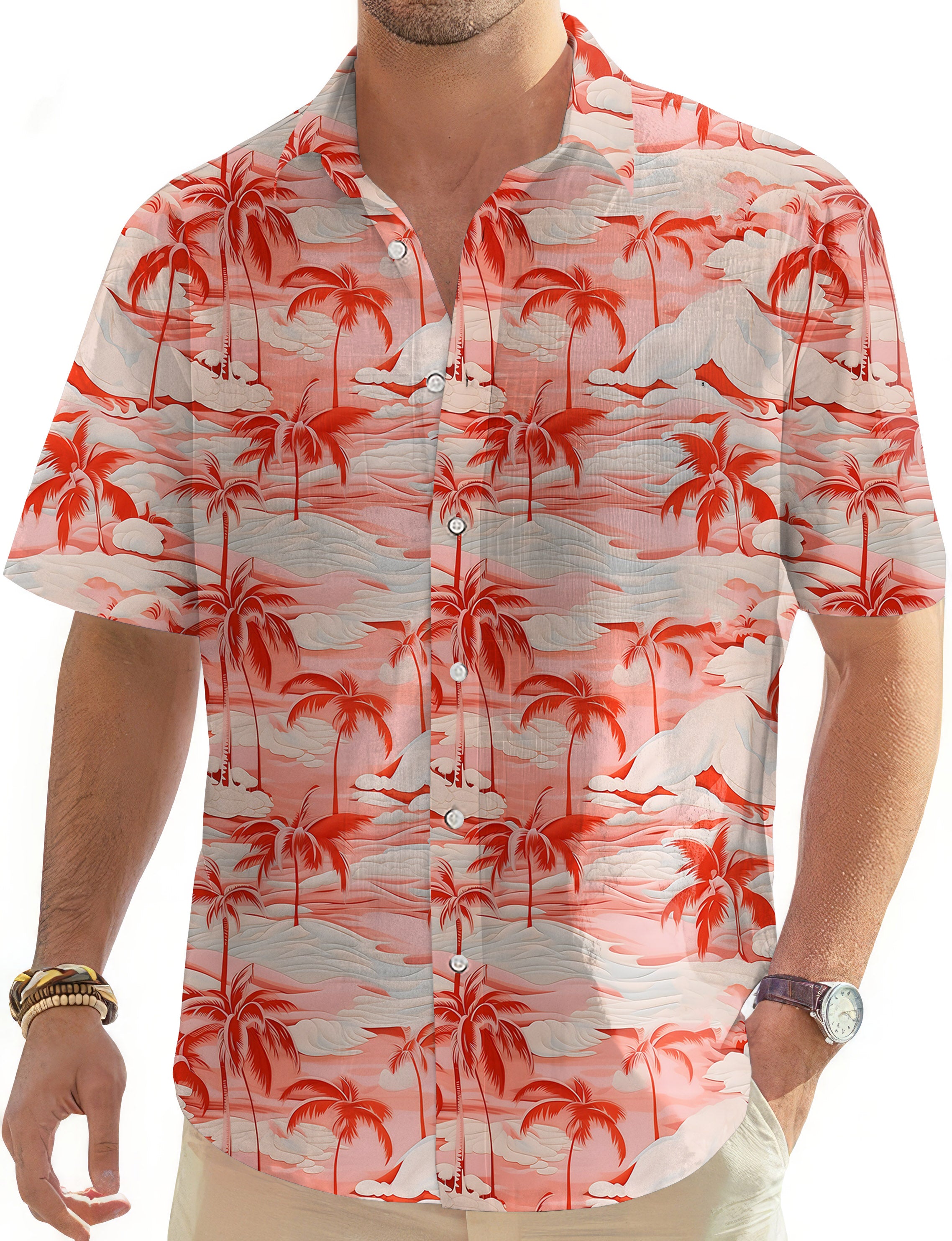 Palm-Men's Golf Hawaiian Shirts Button Down Shirt