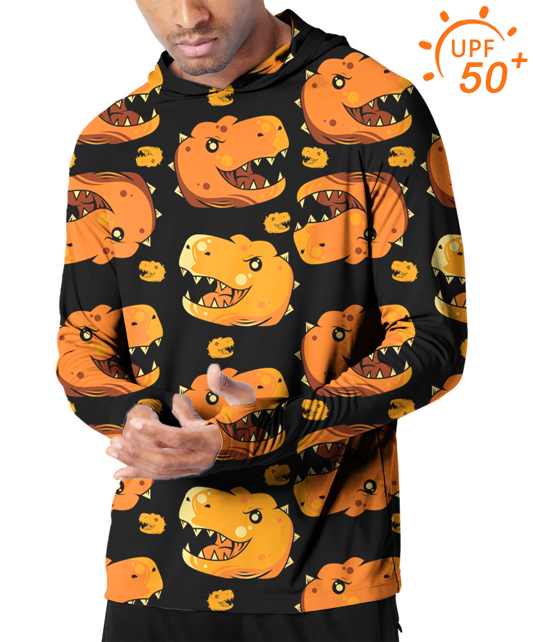 Men's Outdoor Dino Heads Golf Sun Protection Slim Fit  hoodies