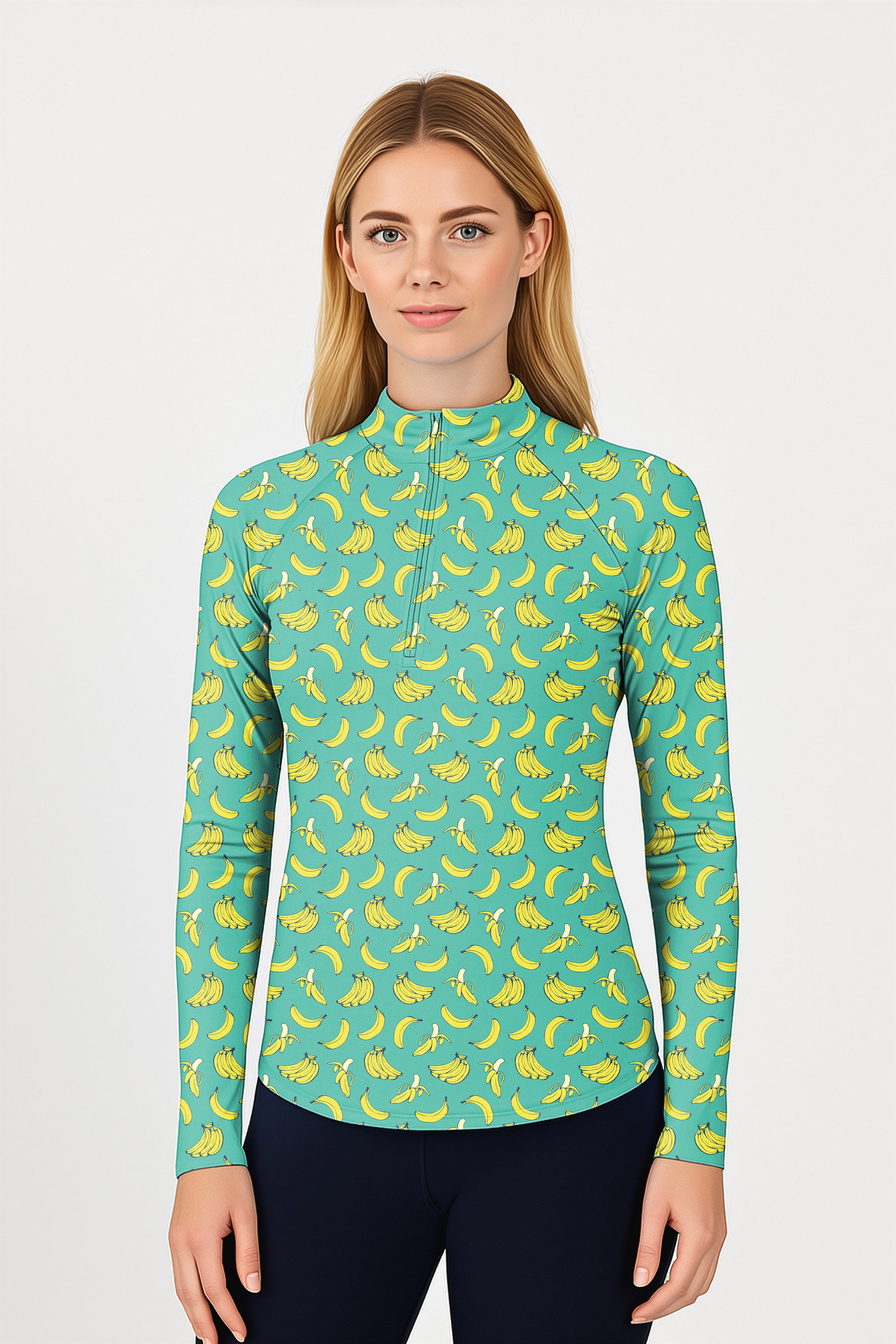 Banana Summer   Women's Golf Active 3/4 Zip Top