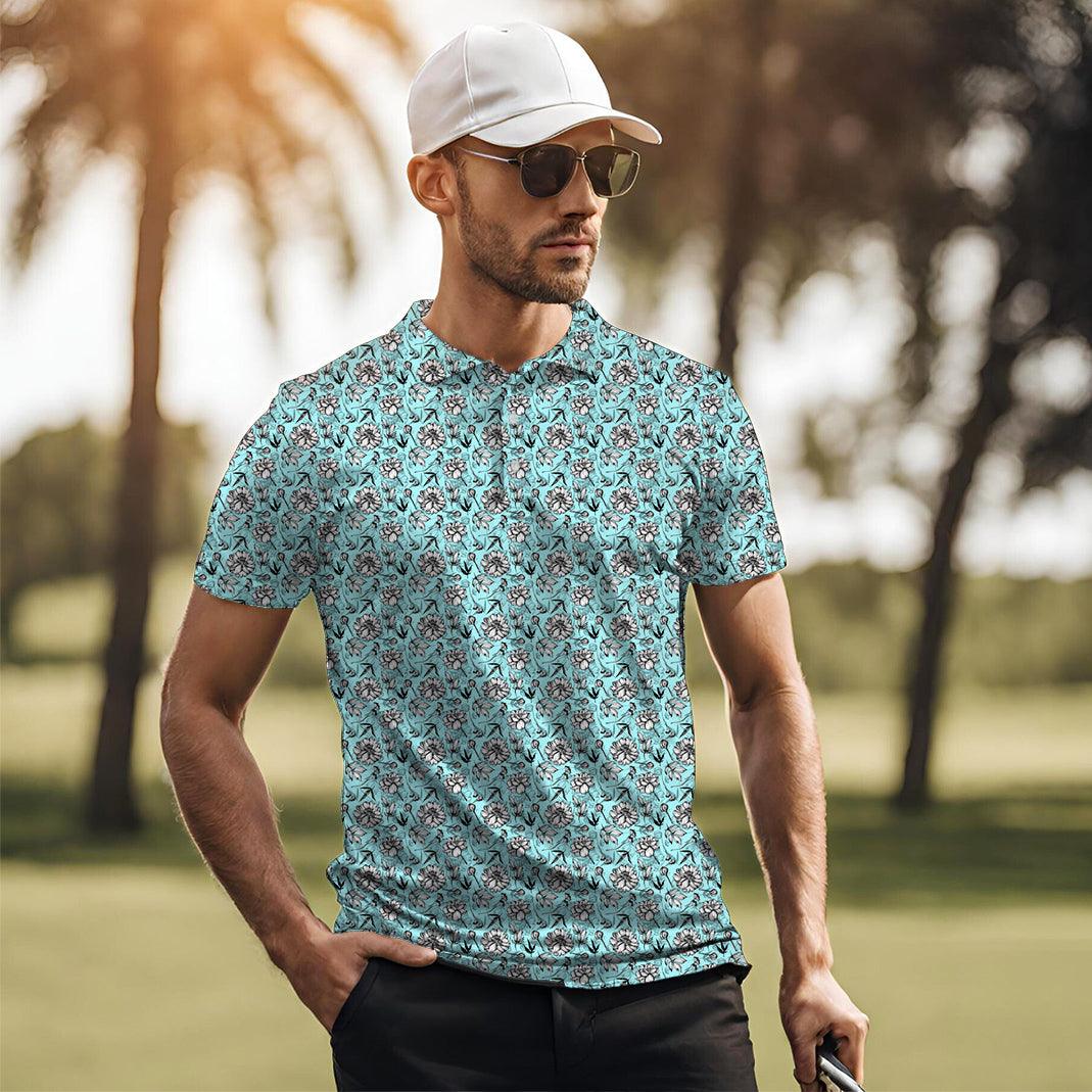 Men's Blue Tropics golf polo