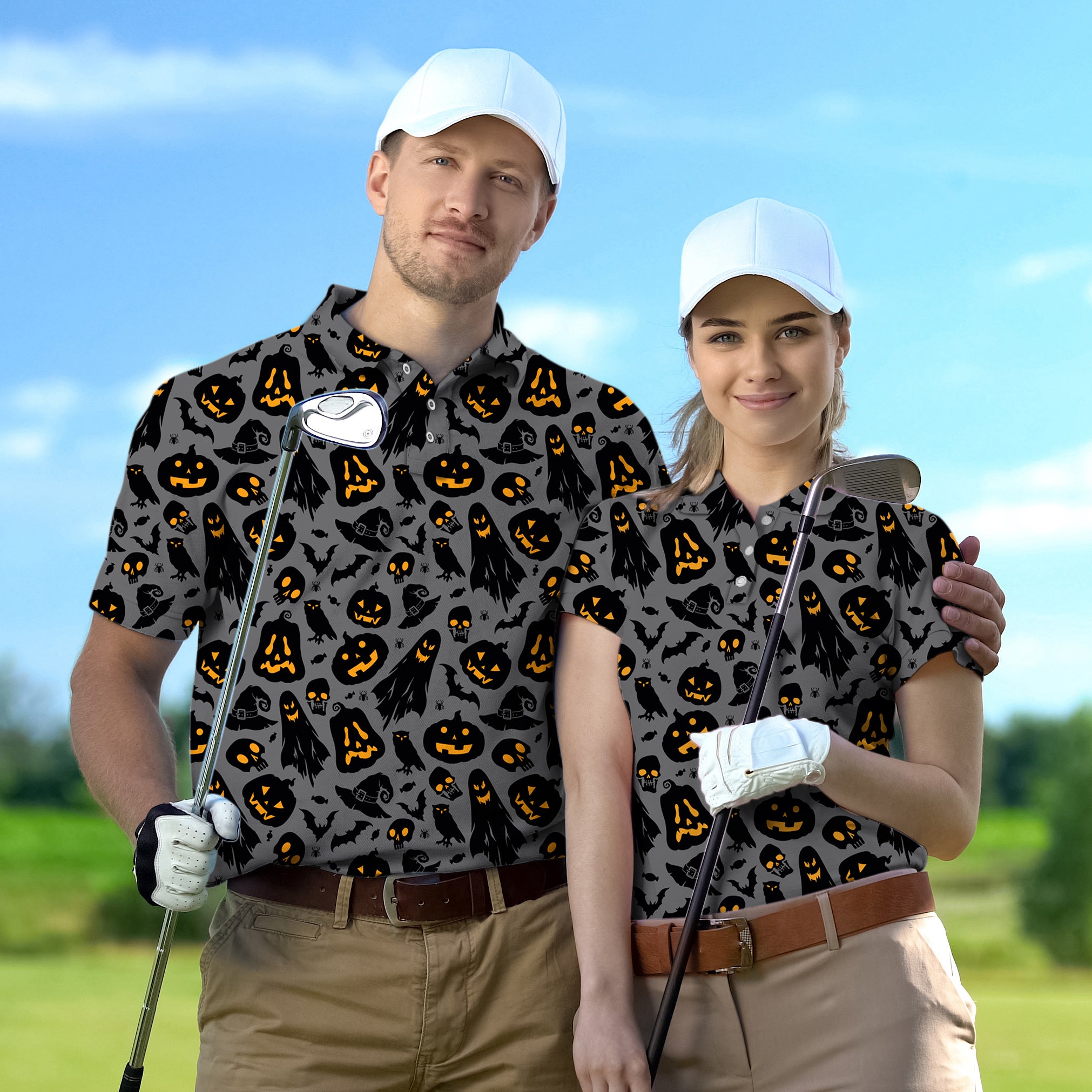 couple Spooky Halloween set Golf Championship Trophy tournament