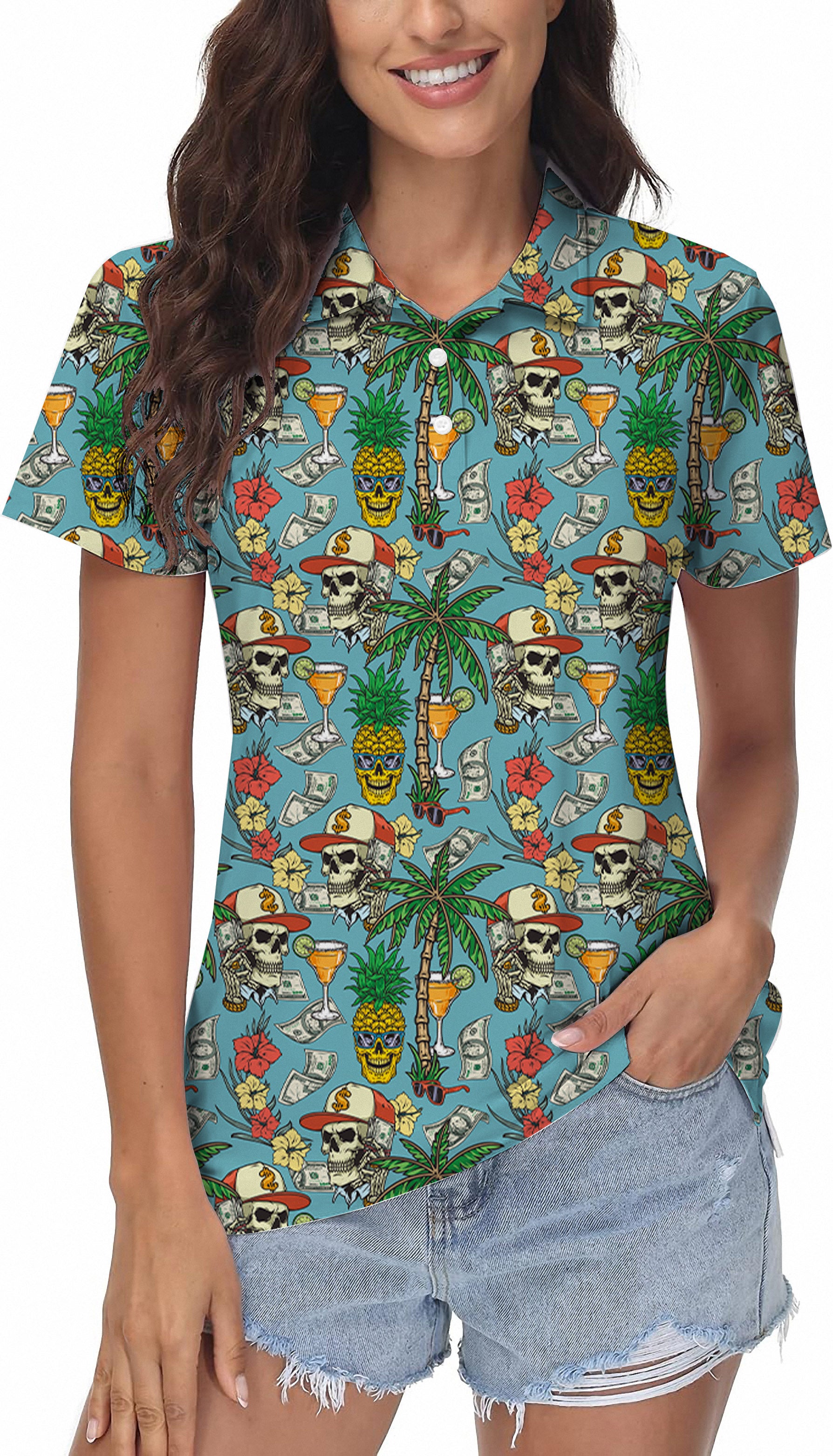 Skull Party Women's Golf Polo