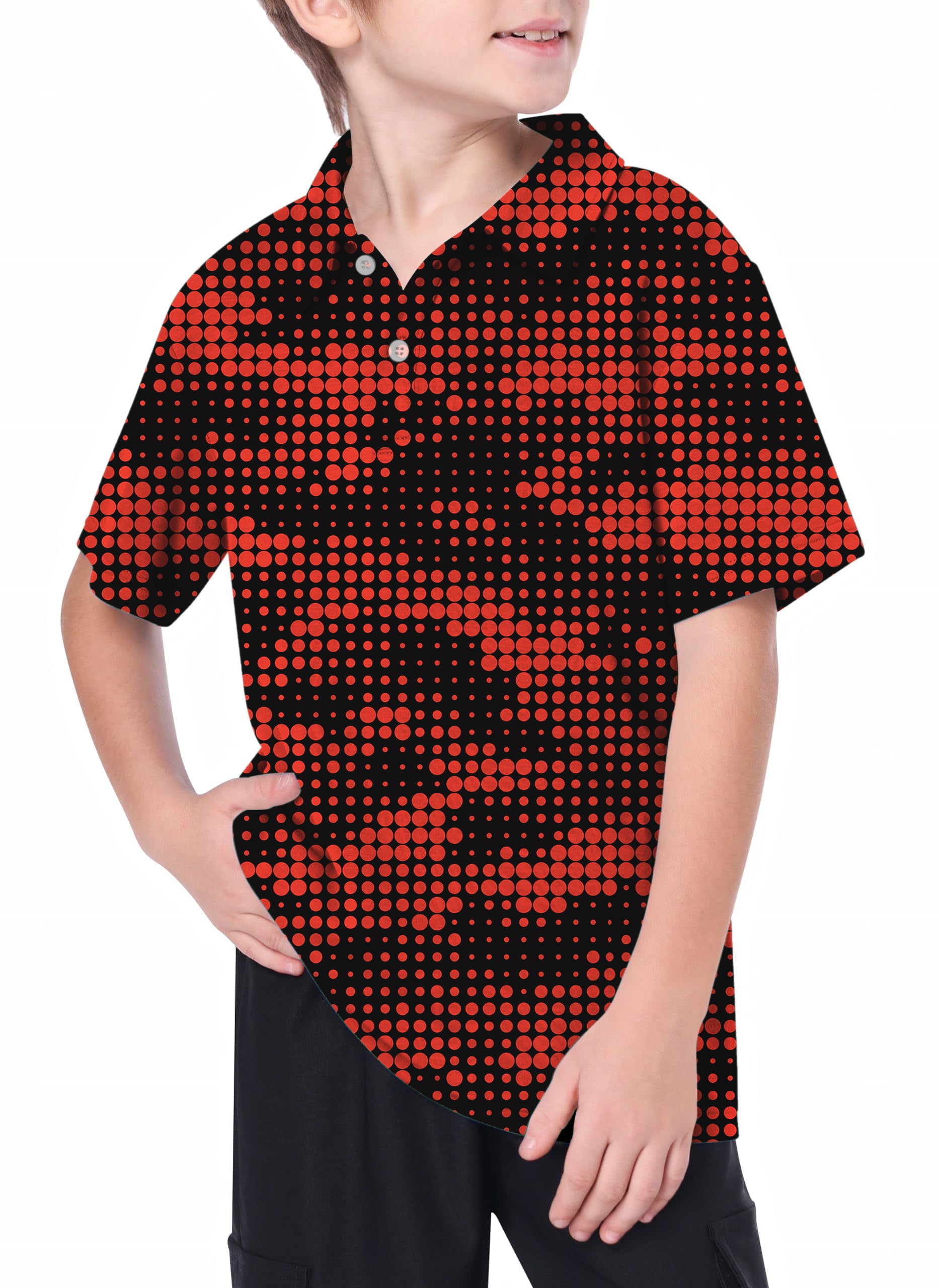 Youth Red origin pixel Golf Polo