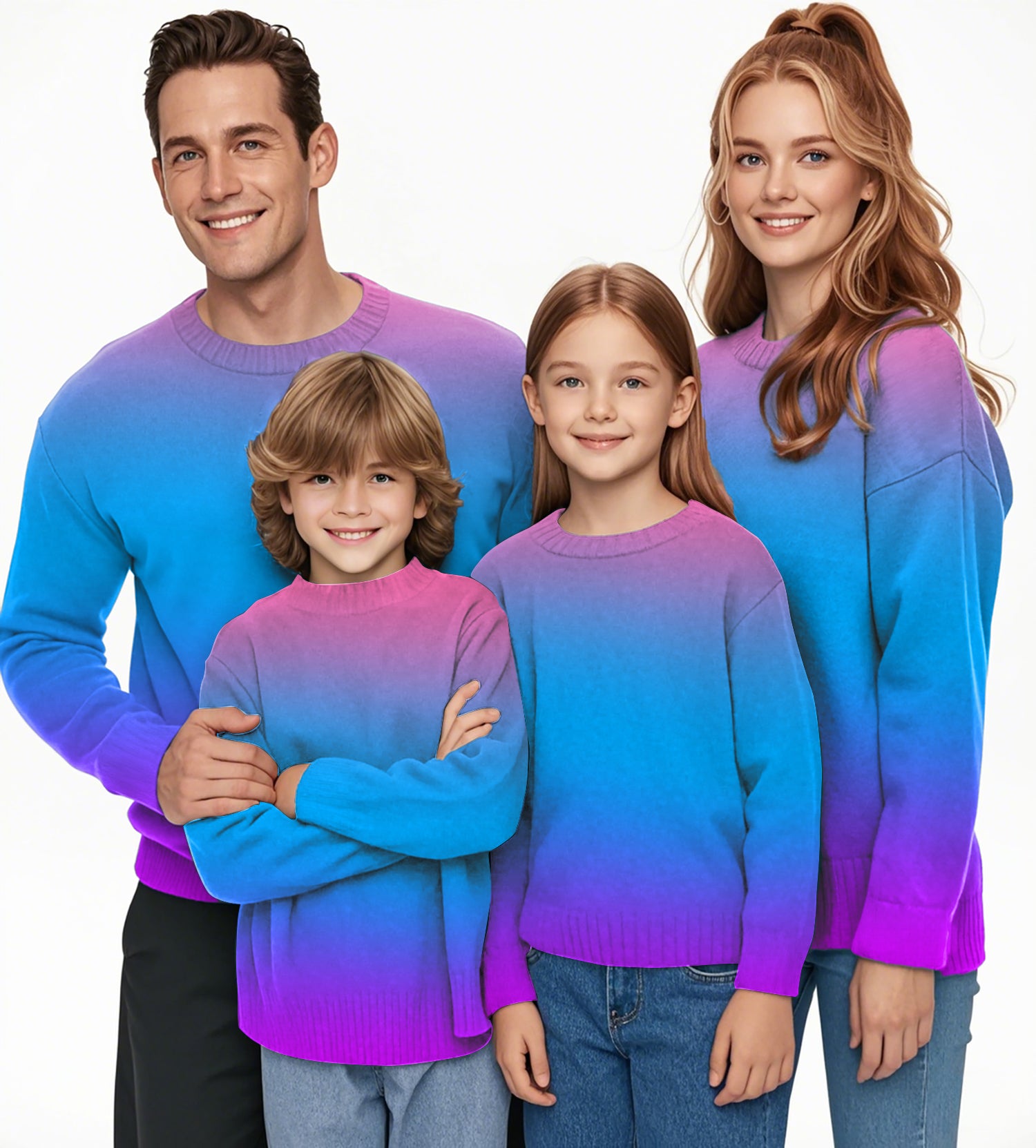 Neon Gradients Crewneck Pullover Ugly Sweater Men Women boy girl family