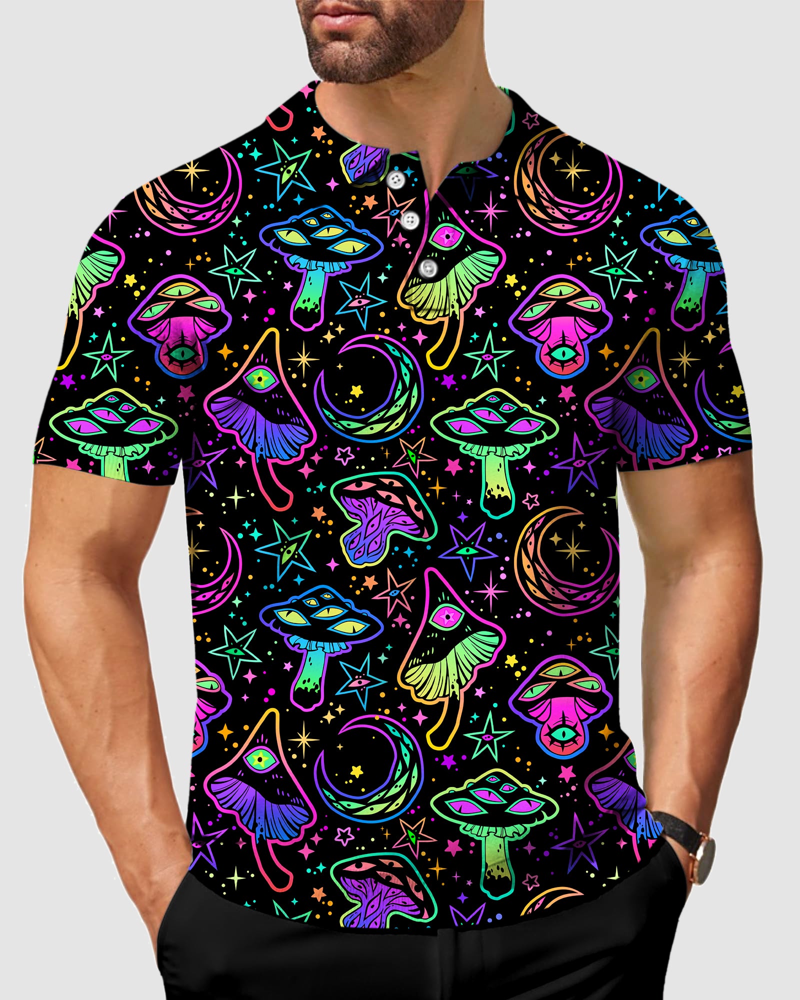 men's golf magic mushroom polo