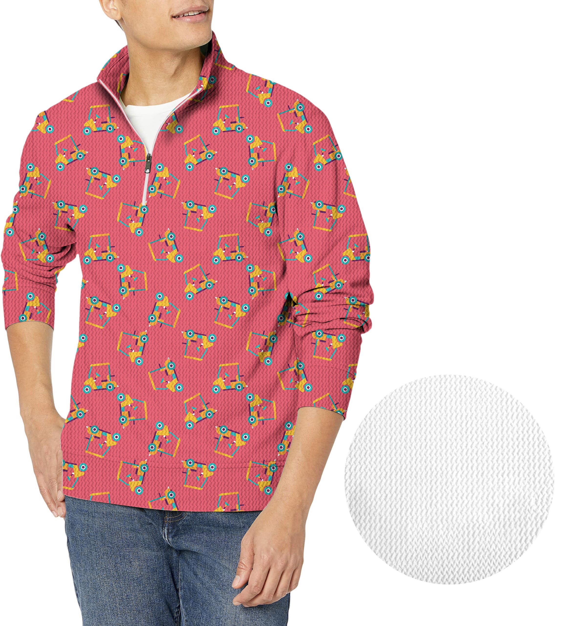 Cart Cruising-Men's Golf Waffle Zipper Pullover