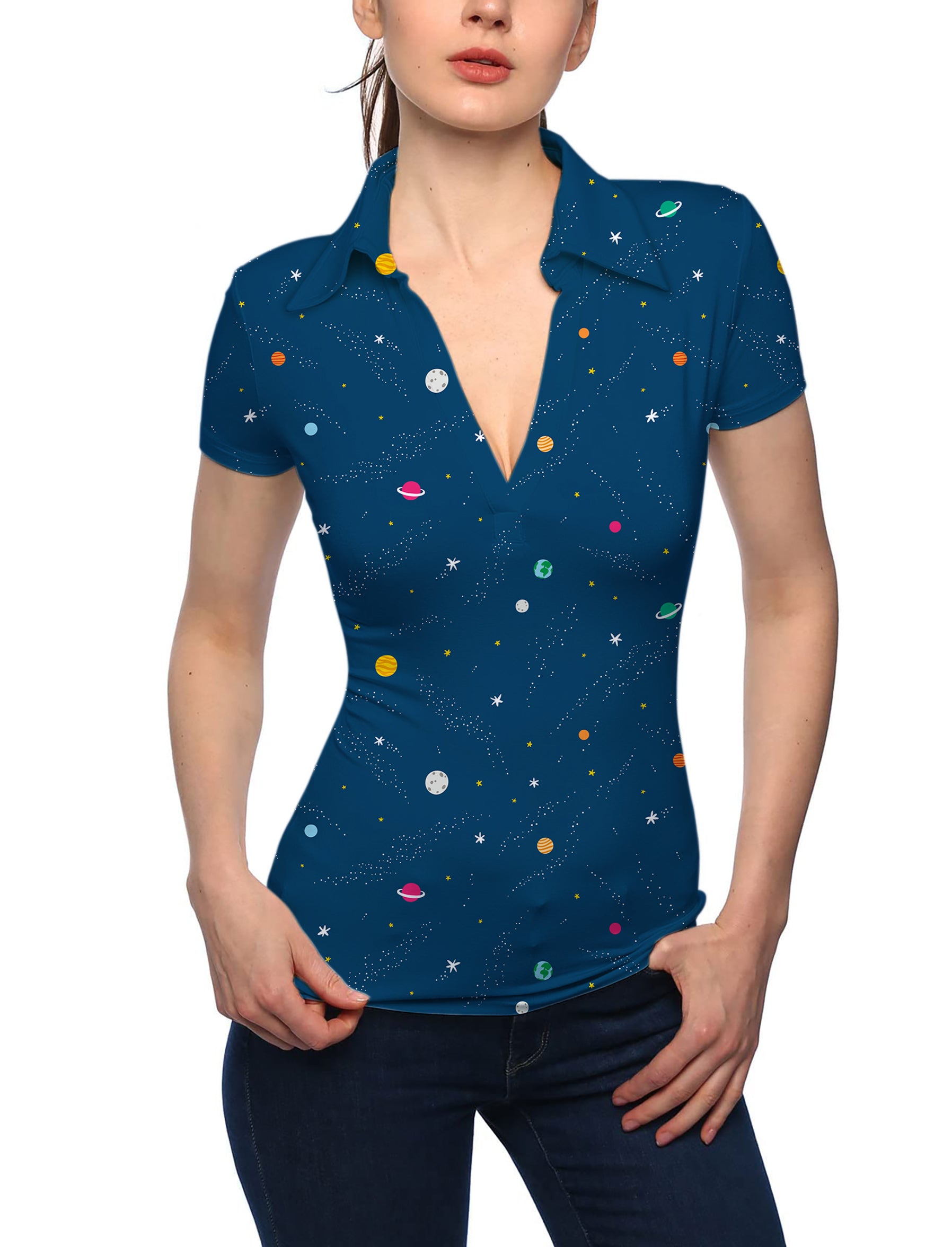 Women's Space V Neck Golf Polo