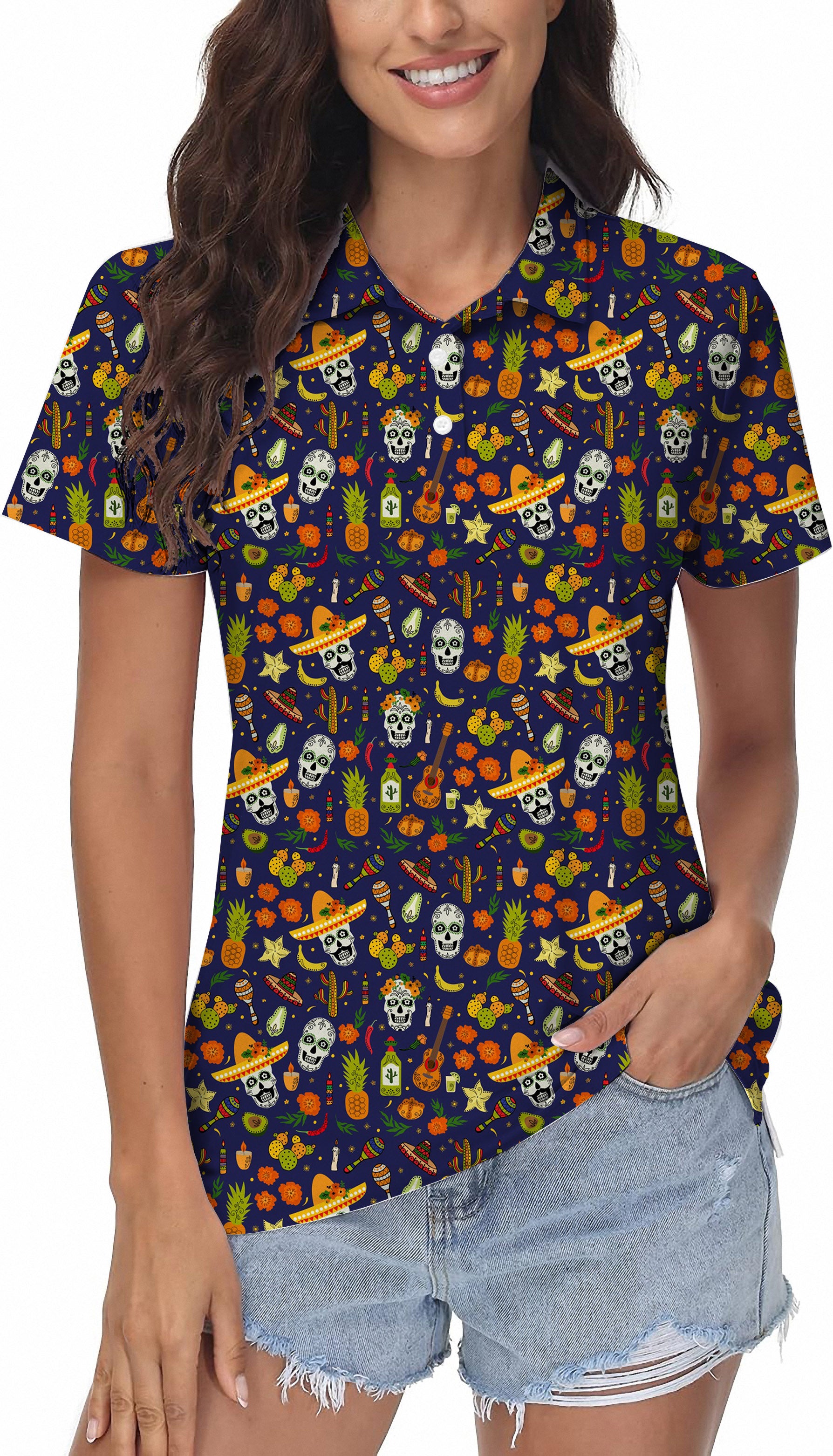 Enthusiastic Skull Women's Golf Polo