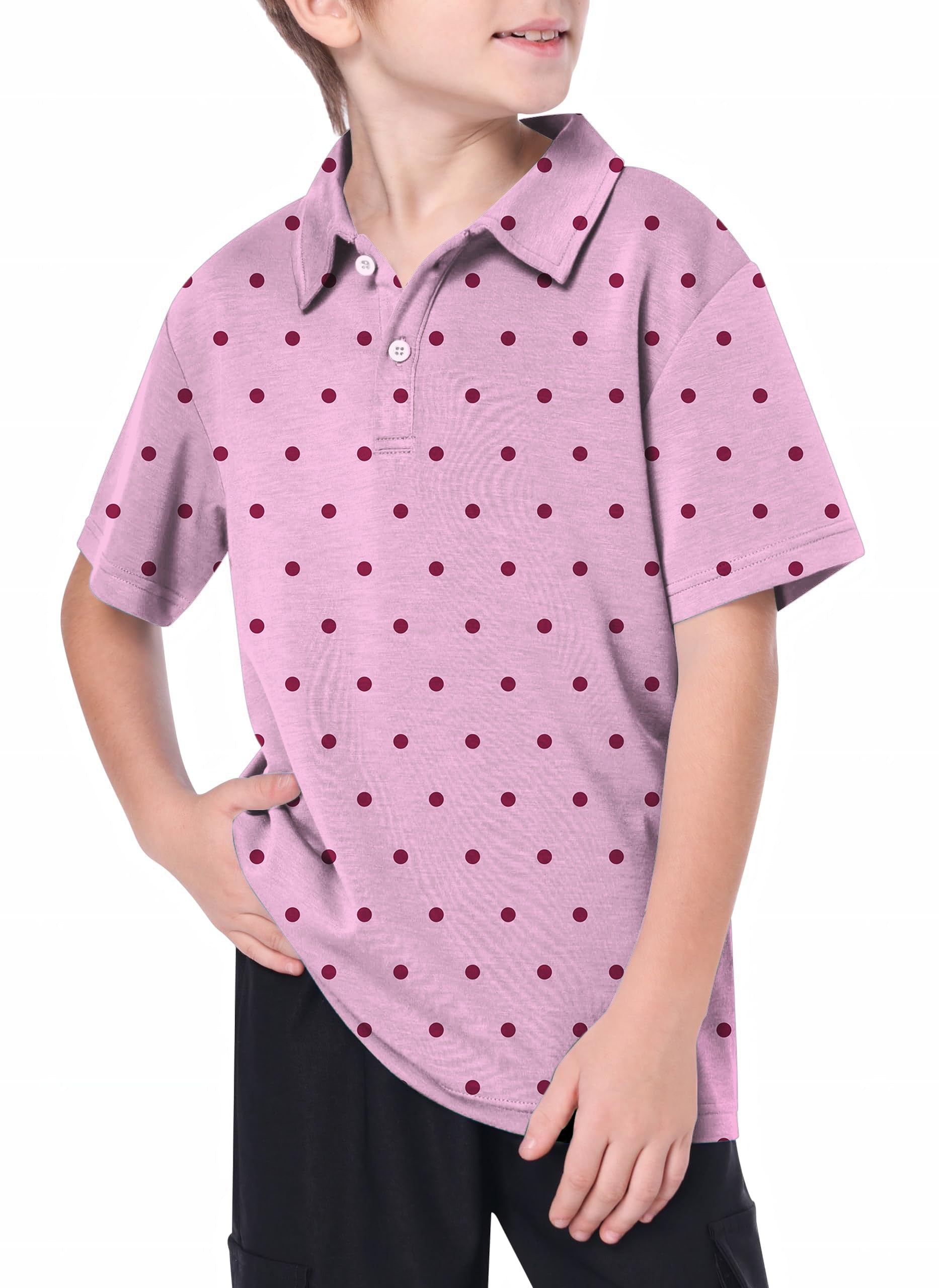 Youth Pink Polka Dots Golf Polo
