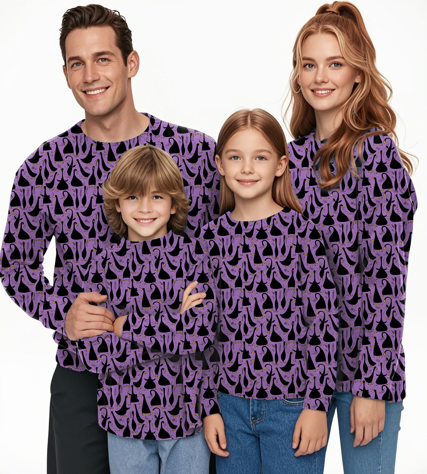 Black Goose Purple Crewneck Pullover Ugly Sweater Men Women boy girl family