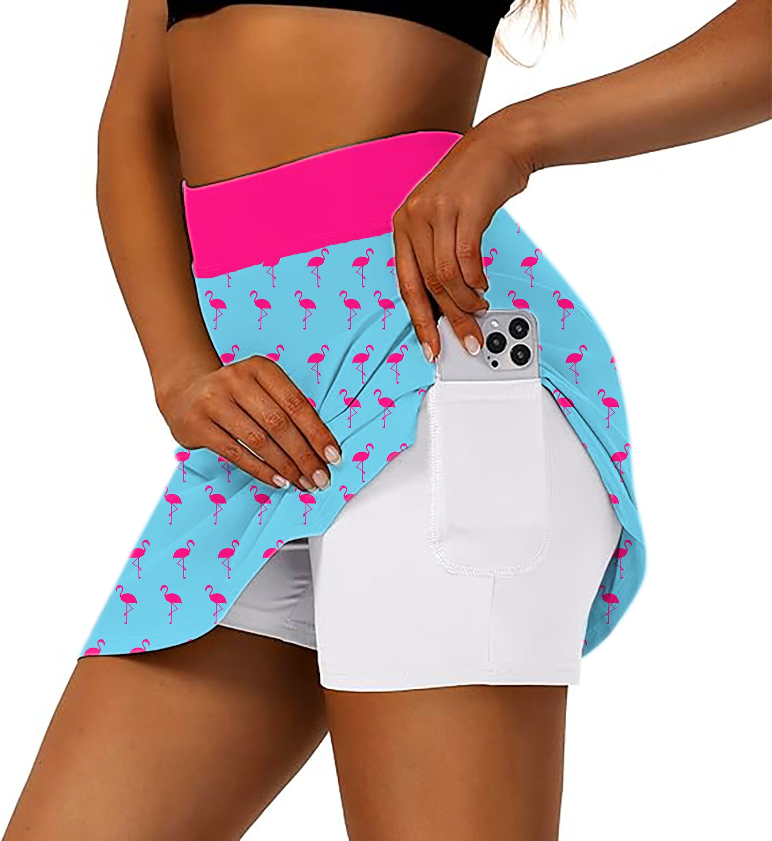 Women's flamingo Golf Skirts Inner Shorts Pocket