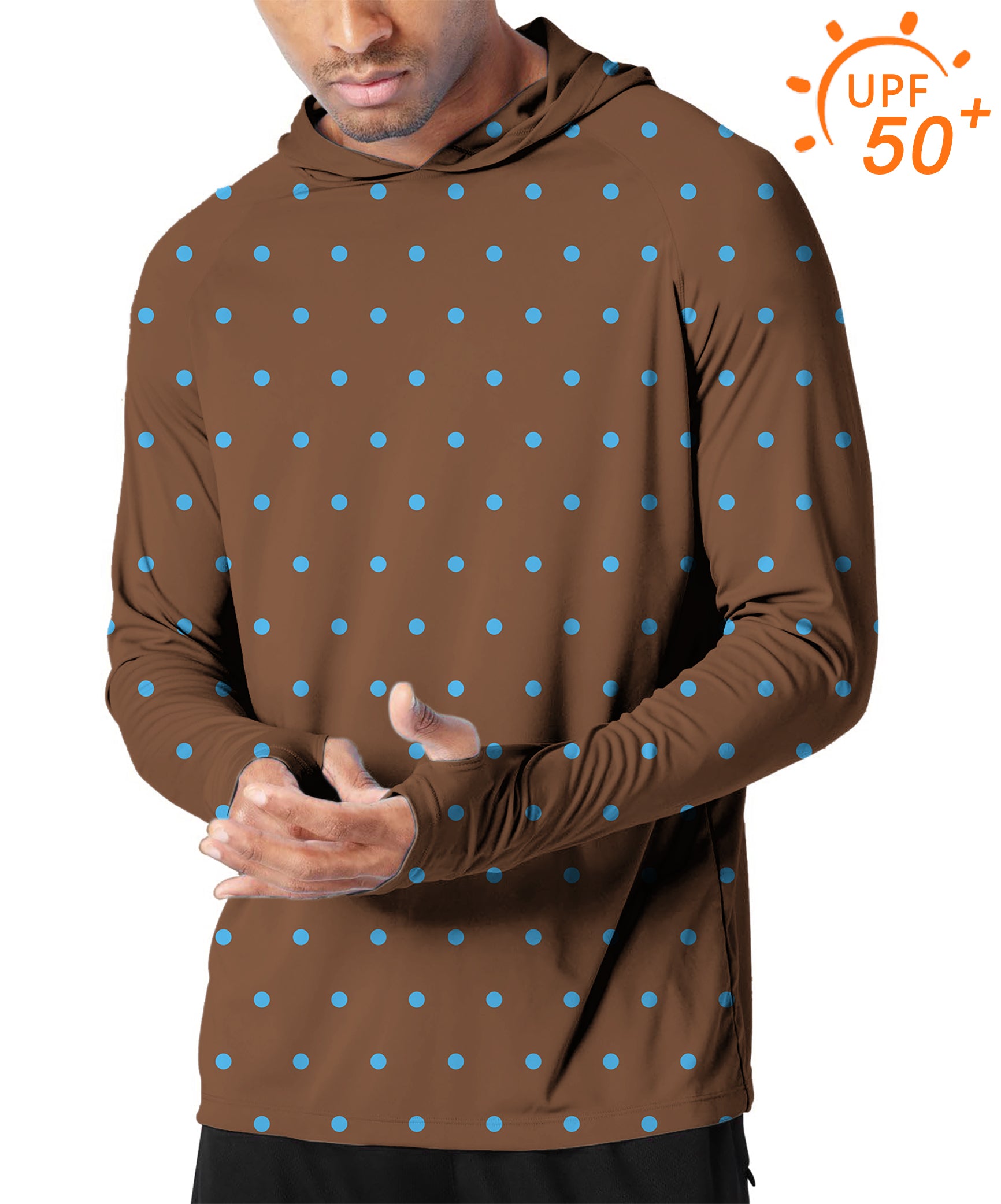 Men's Outdoor Brown Polka Dots Golf Sun Protection Loose Fit  hoodies