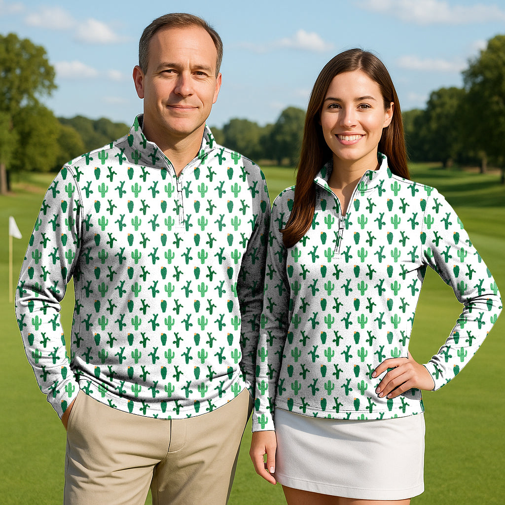 Strange Cactus Couple Golf Active 3/4 Zip Top