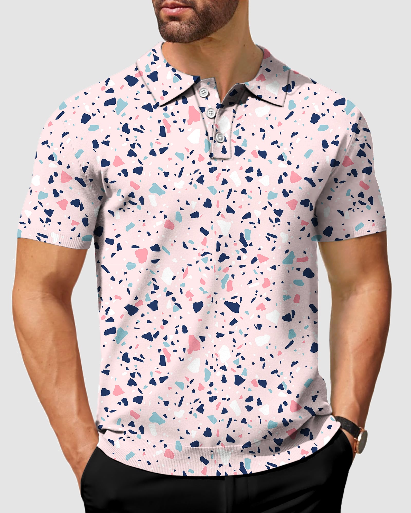 Men's Pink Paint Splatter golf polo