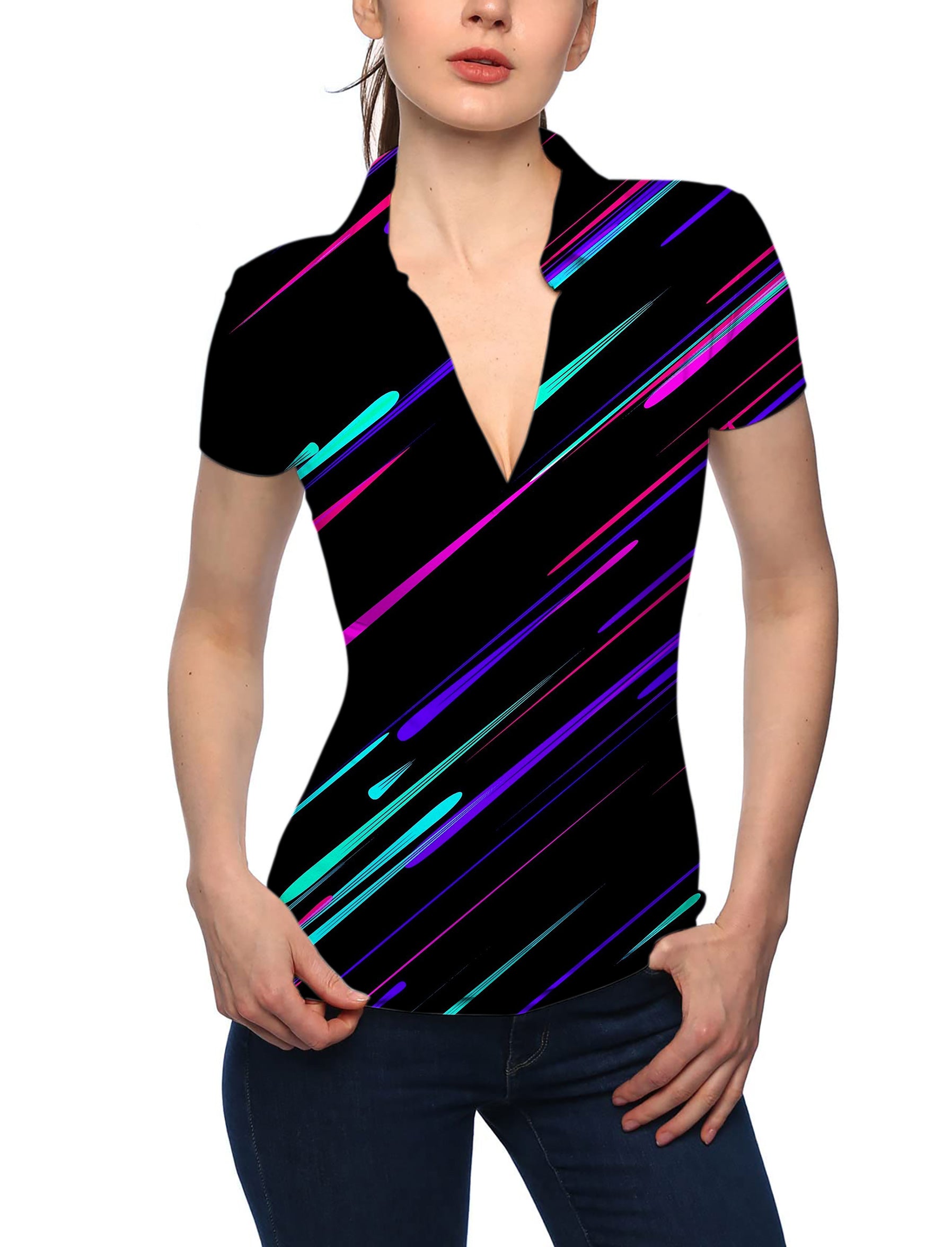 Women's Shooting Stars V Neck Golf Polo