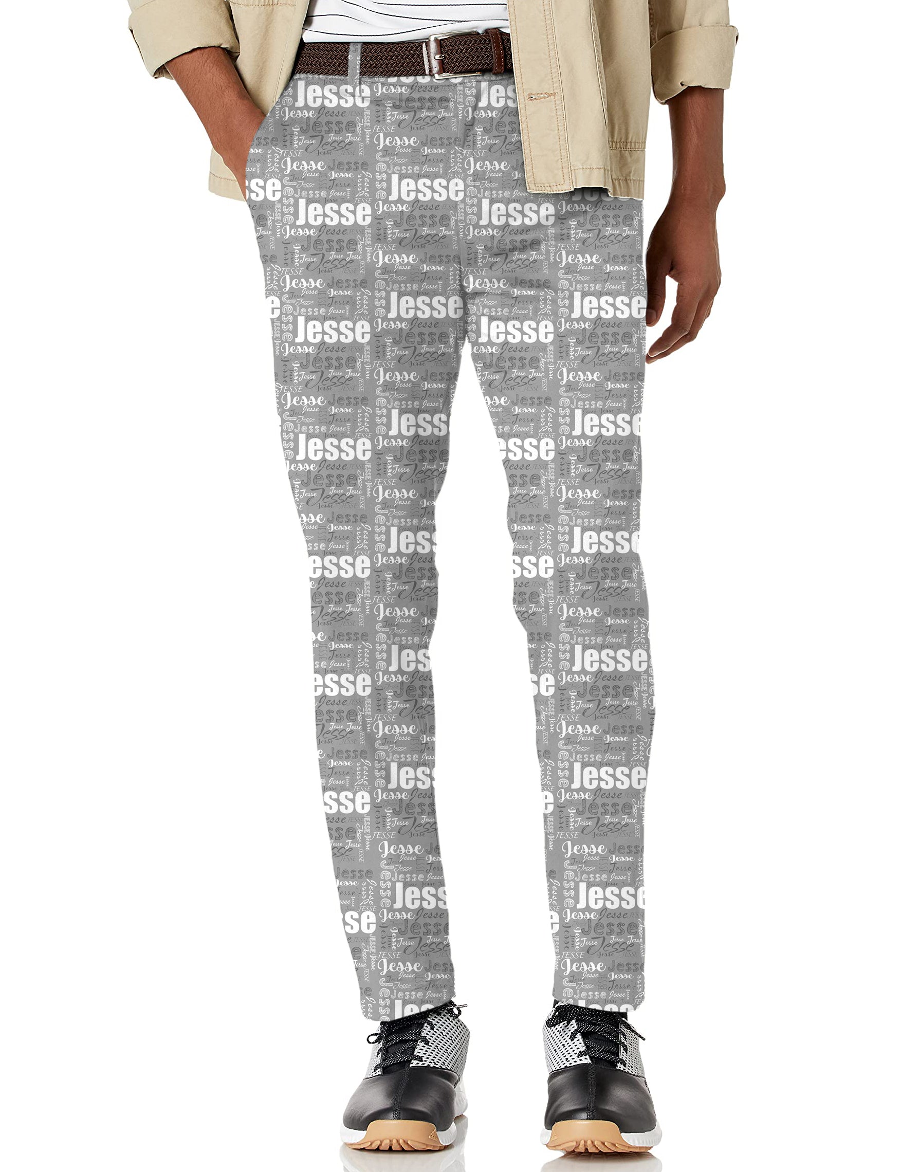 Men's Custom name grey Stretch Golf Pants