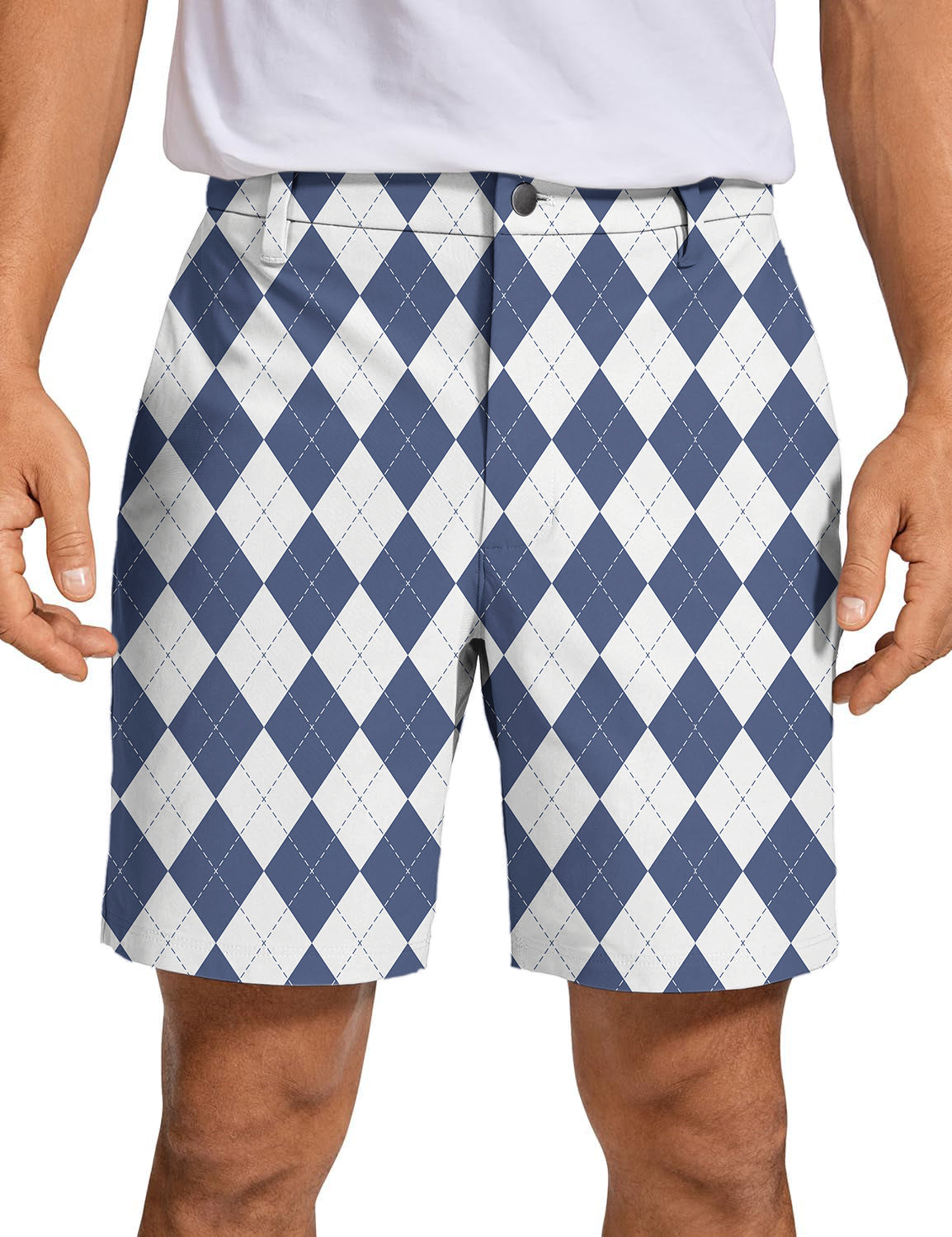 Men's Blue diamond grid Golf Shorts