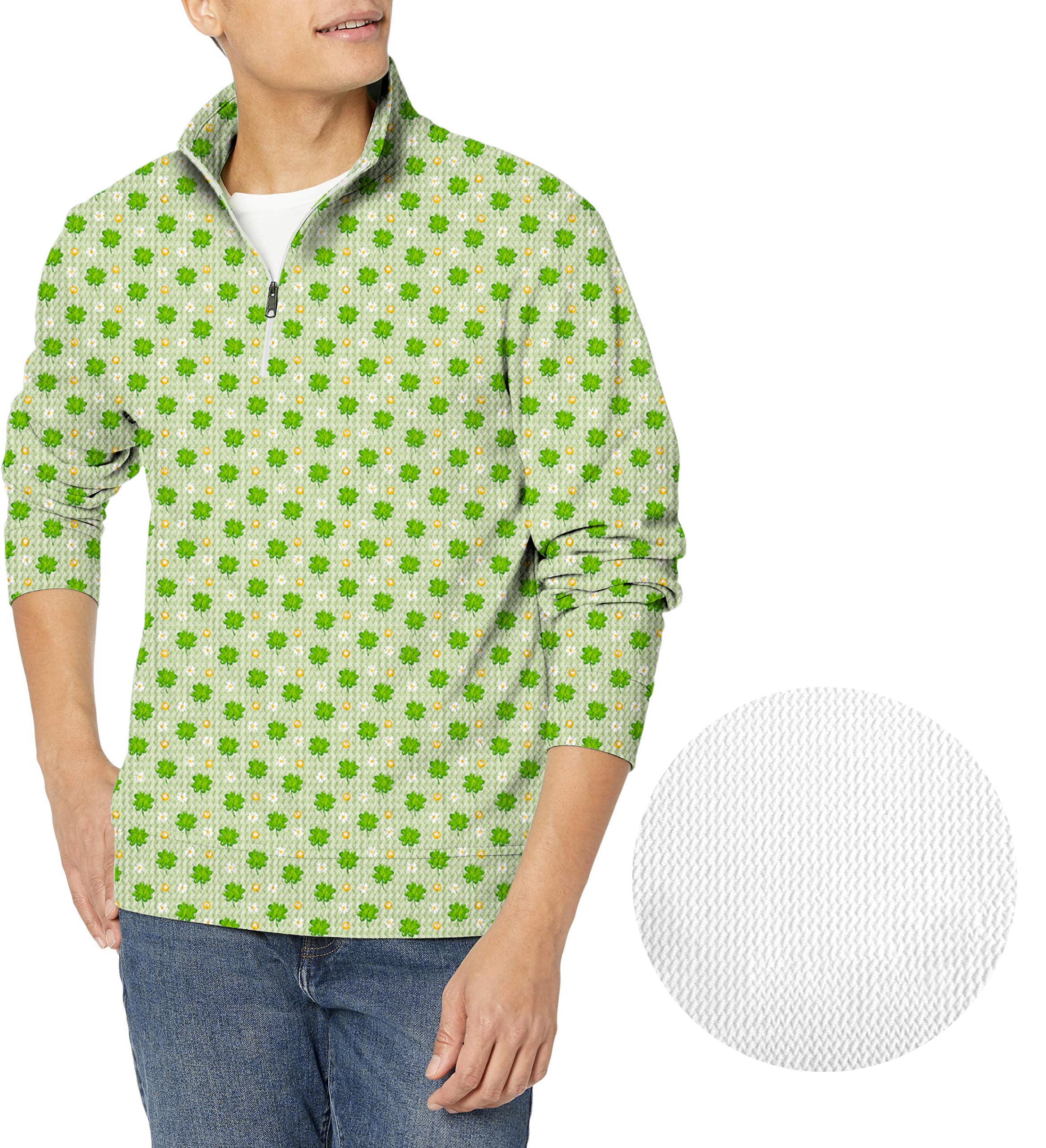 Leaf clover St. Patrick's Day-Men's Golf Waffle Zipper Pullover
