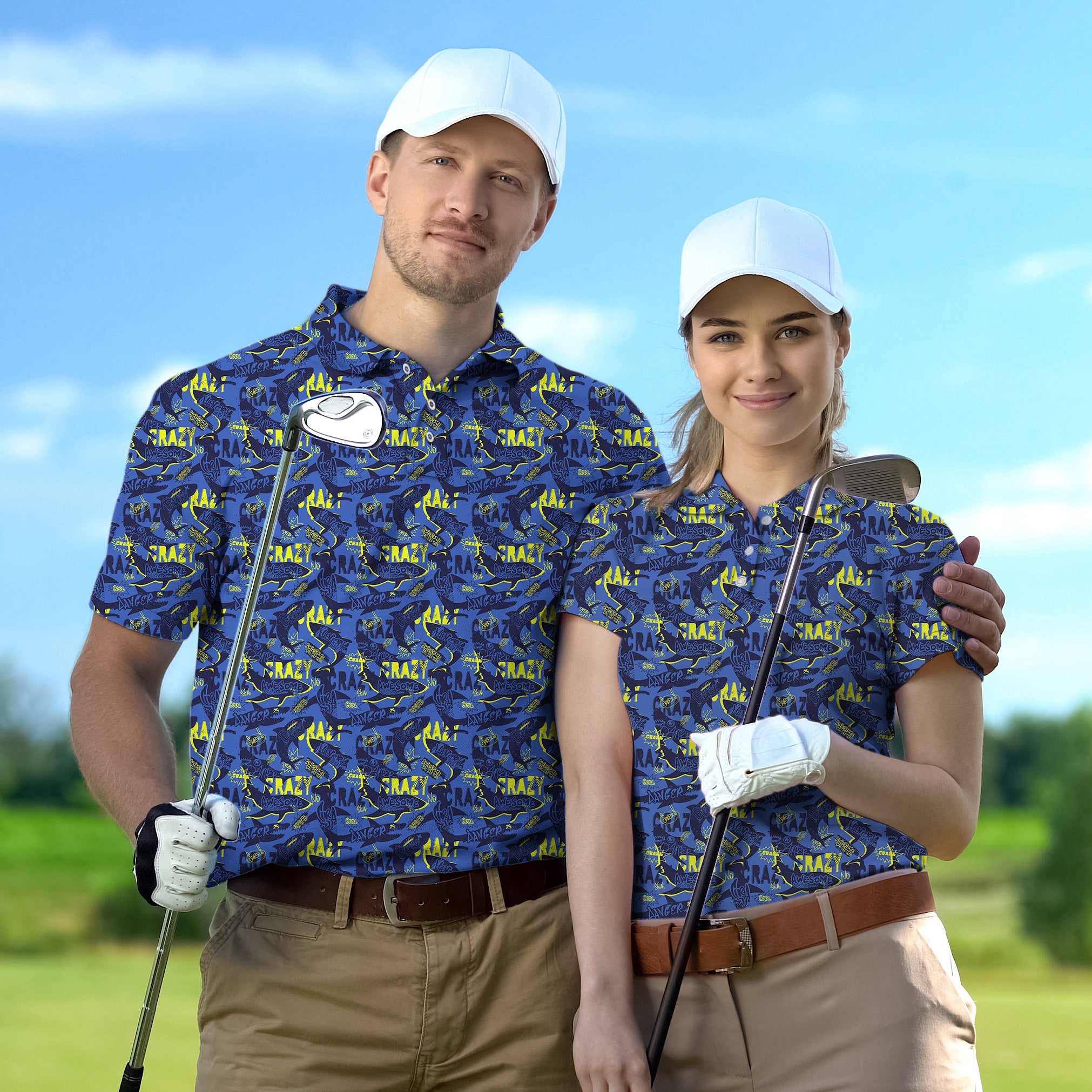 Golf Polo Couple Family set awesome shark tournament