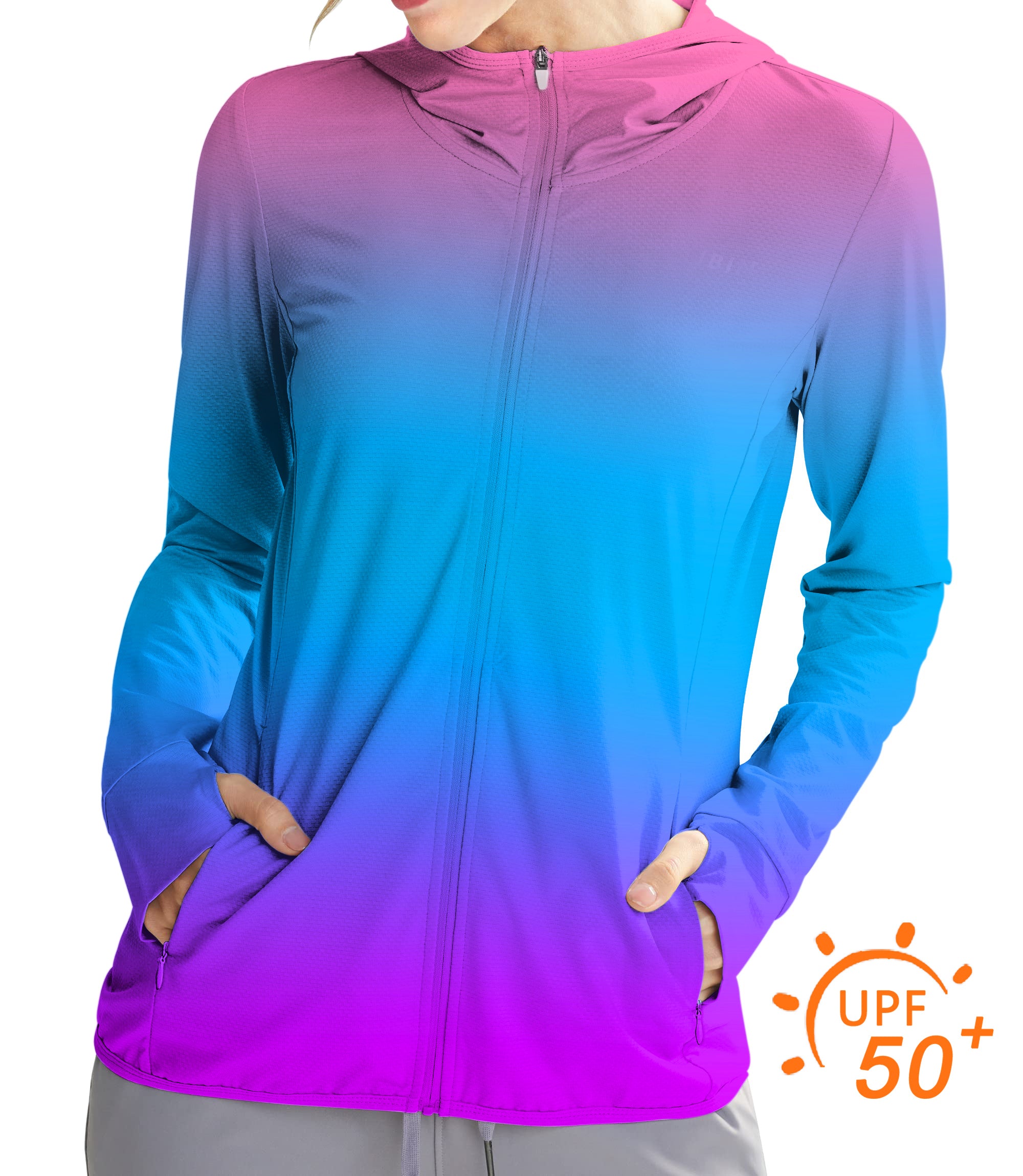 Women's Outdoor Neon Gradients Golf Sun Protection Slim Fit zip hoodies