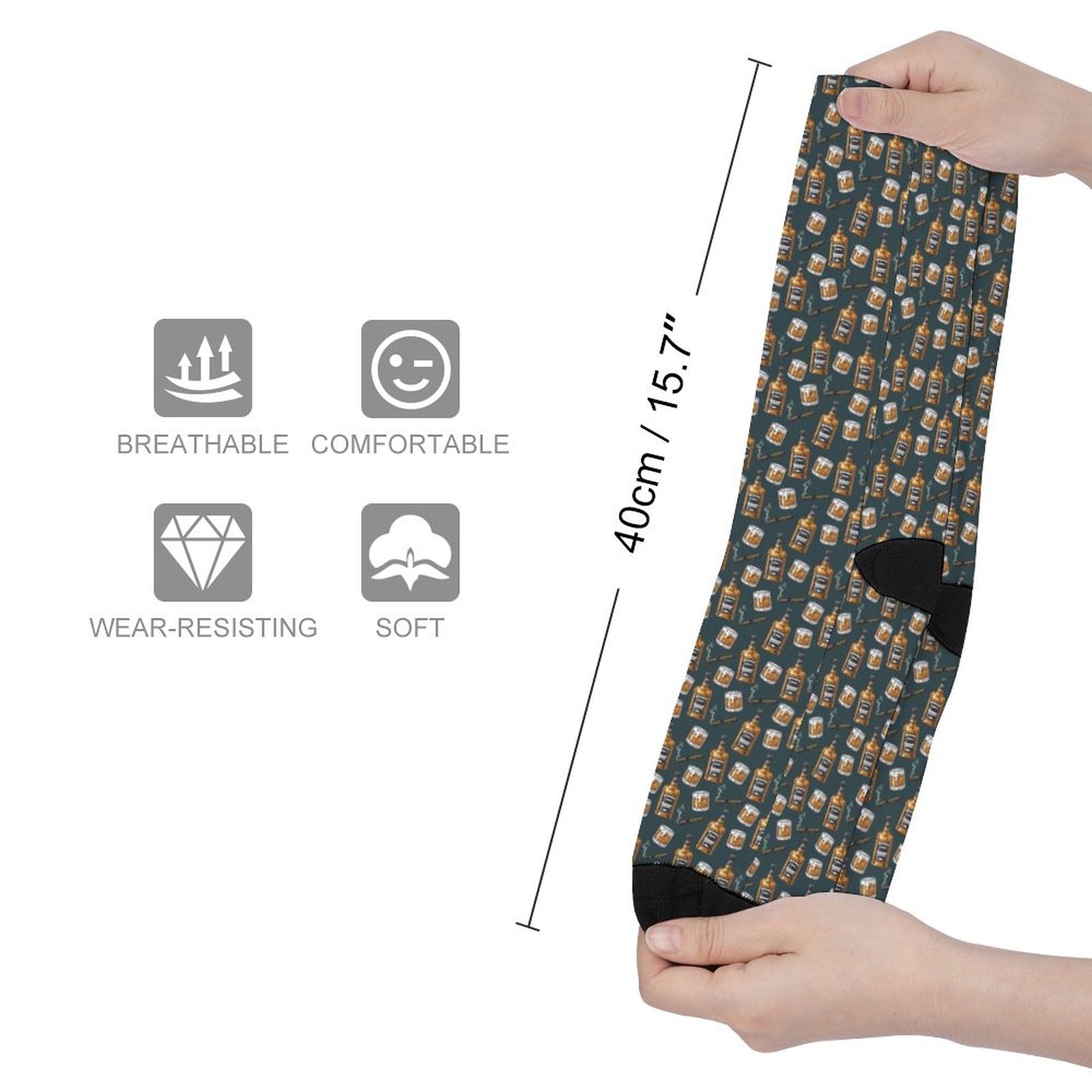 WHISKEY CIGARS Prined socks Gifts for Men Women