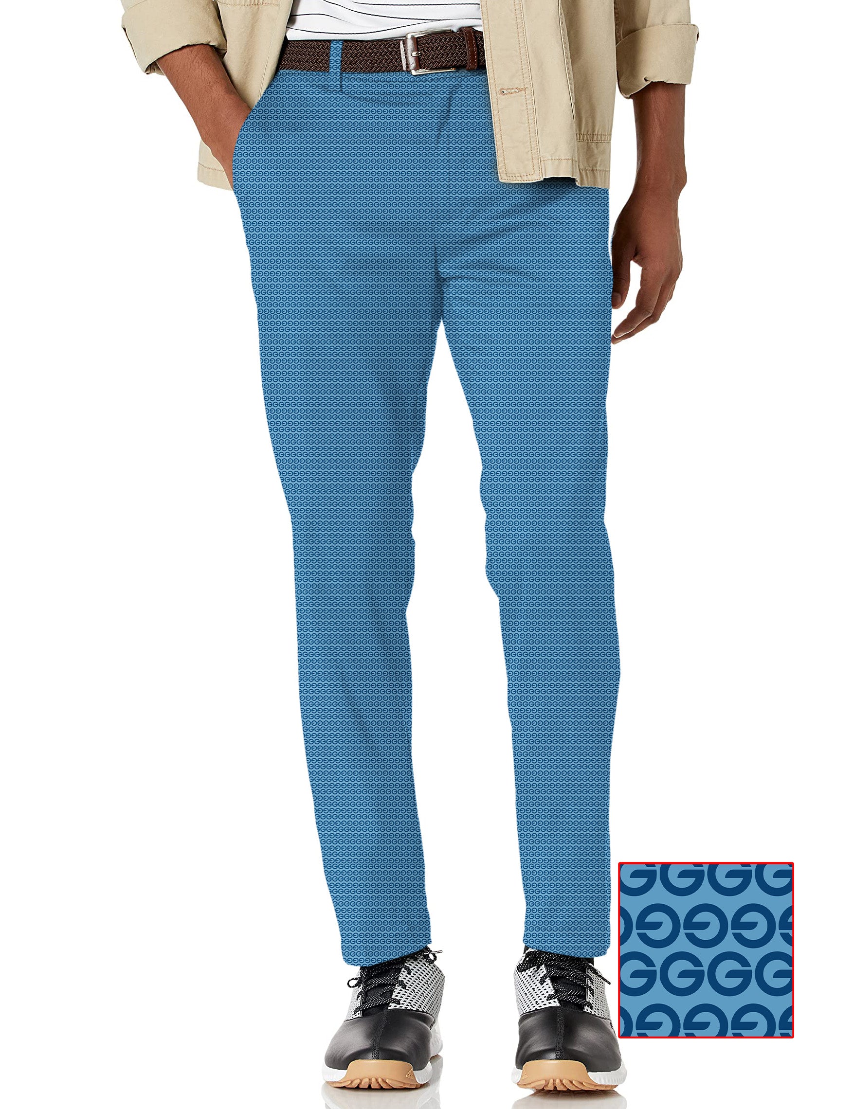 Men's Blue G Stretch Golf Pants lightweight moisture-wicking wrinkle-resistant with active waistband and classic pockets