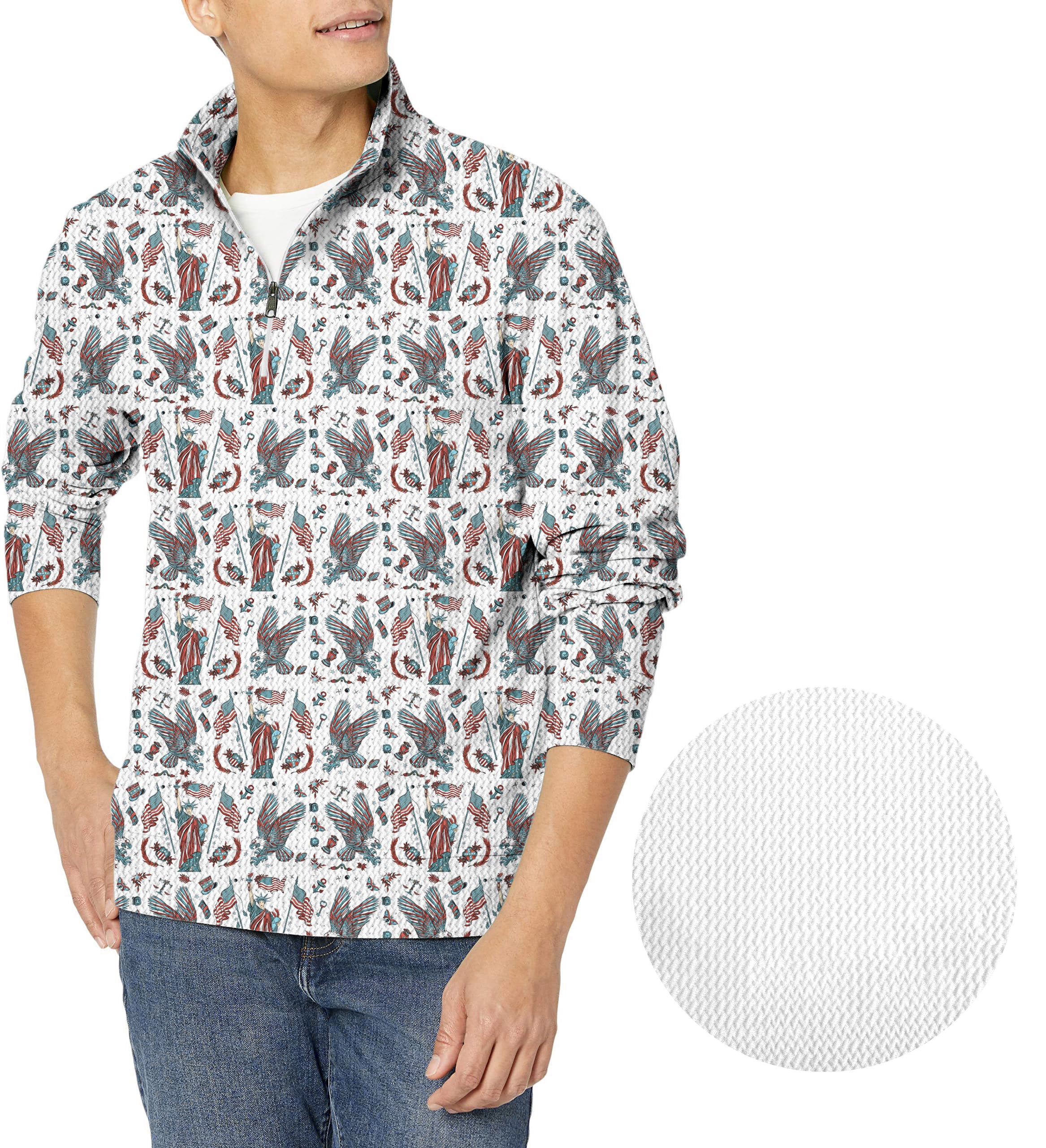 Born in the USA-Men's Golf Waffle Zipper Pullover