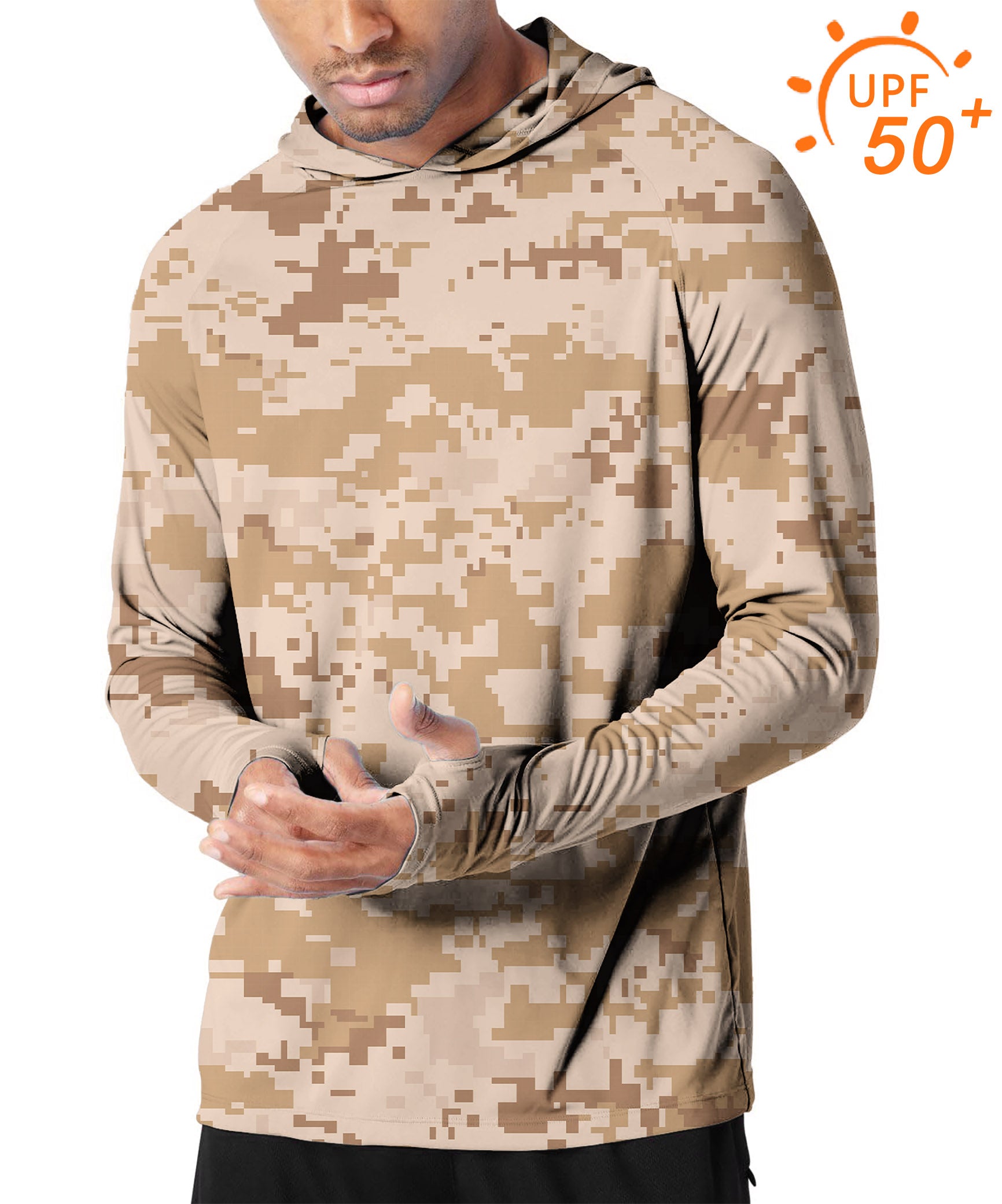 Men's Outdoor Desert Camo Golf Sun Protection Slim Fit hoodies