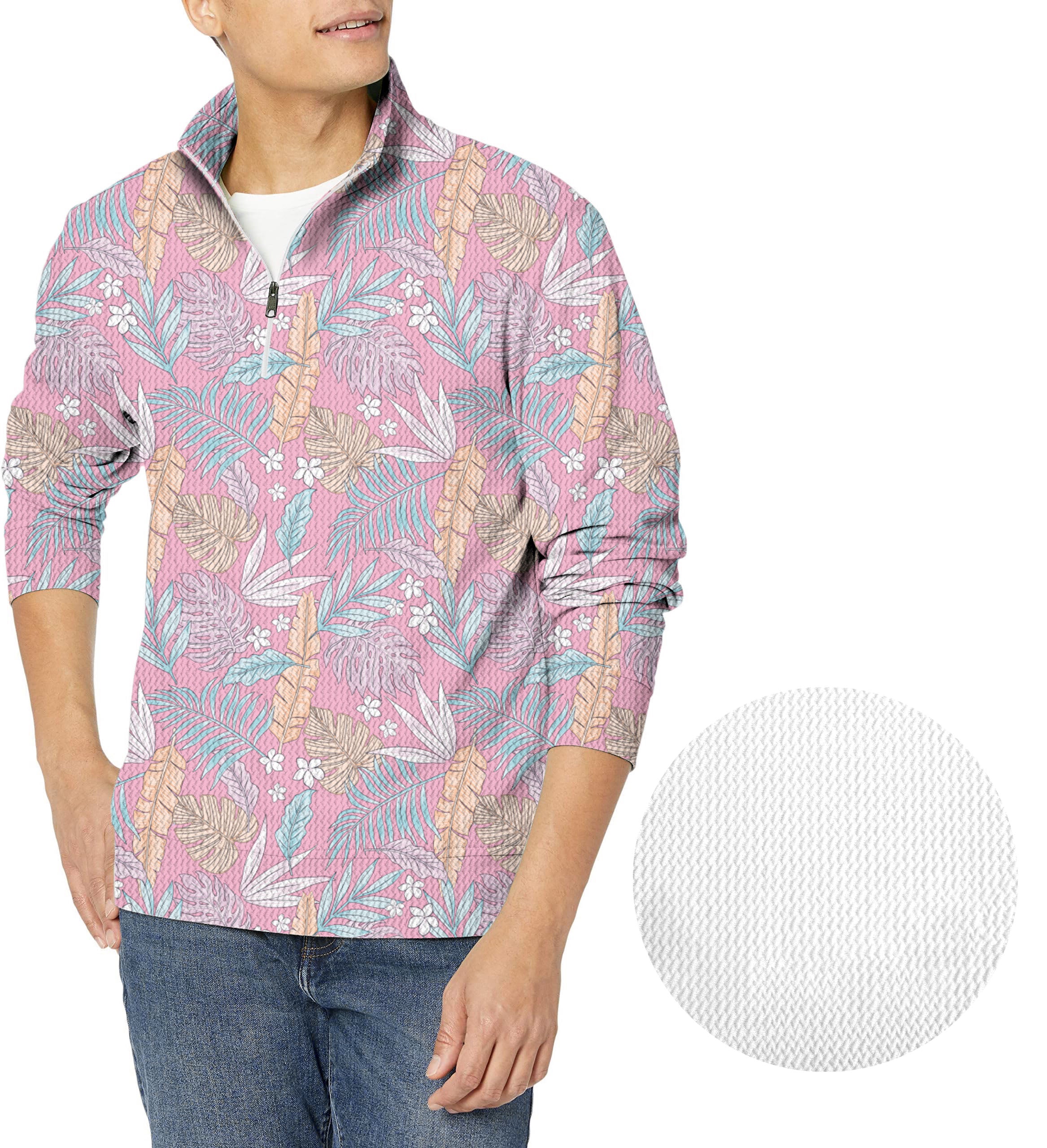 Feathered Paradise-Men's Golf Waffle Zipper Pullover