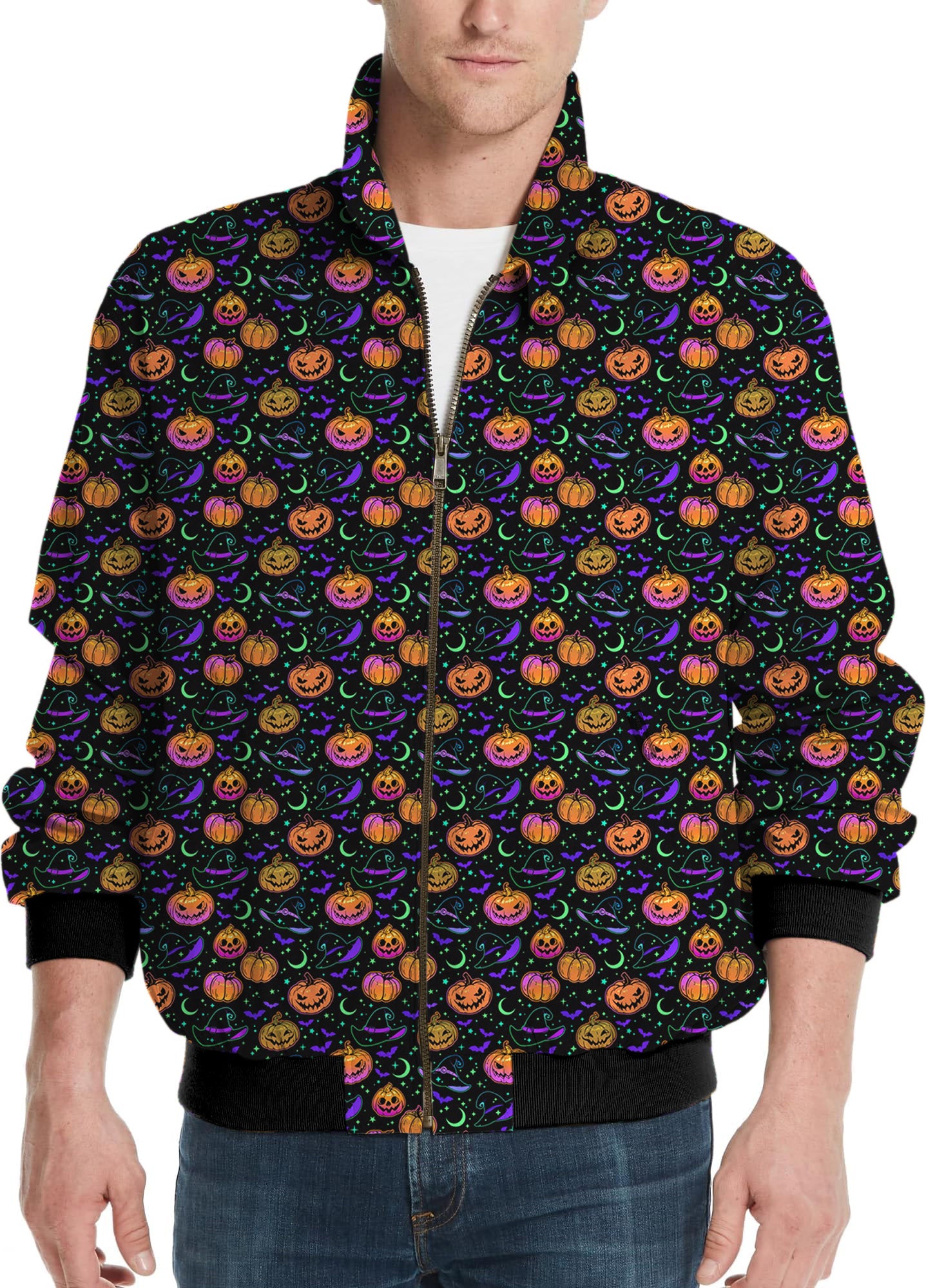 Neon Magical Pumpkin-Men's Golf Windbreaker Light Jacket