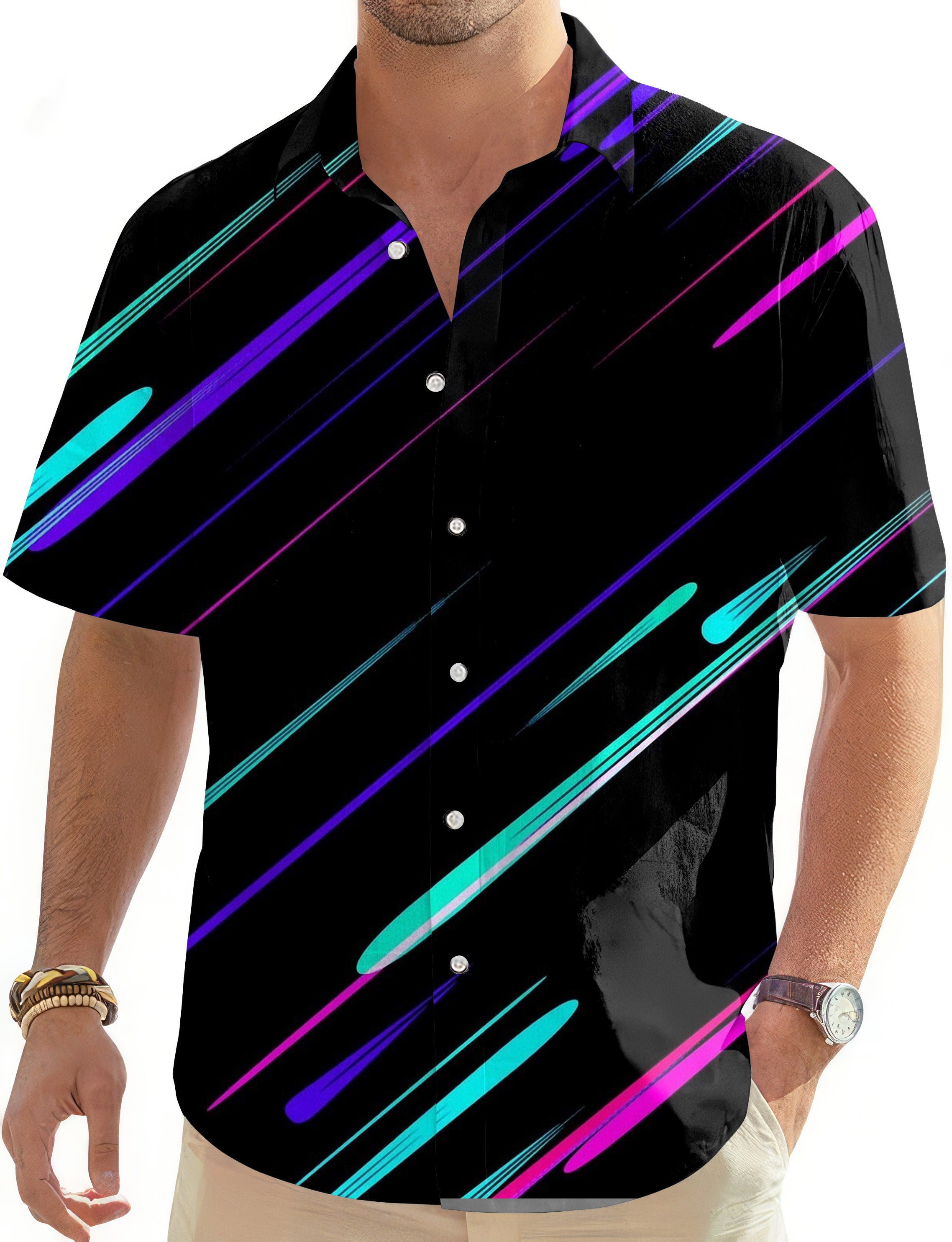 Shooting Stars-Men's Golf Hawaiian Shirts Button Down Shirt