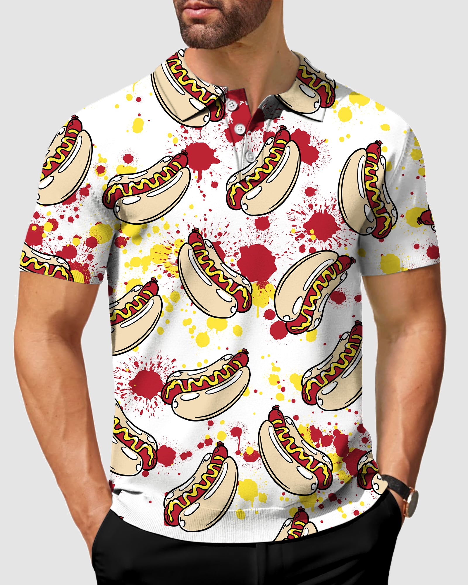 Men's hot dog golf polo