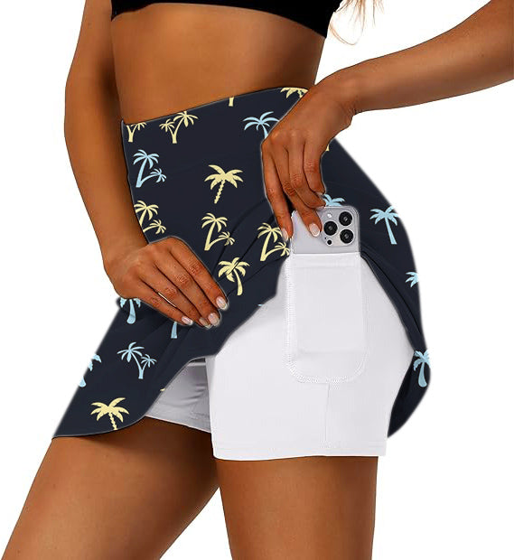 Women's Coconut Palms Golf Skirts Inner Shorts Pocket