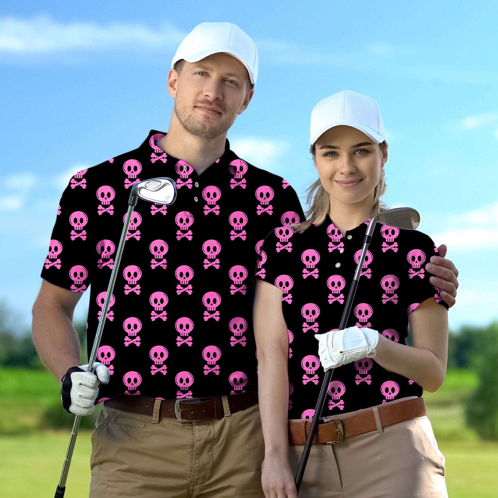 Couple Halloween Punk Skull set Golf Championship Trophy tournament