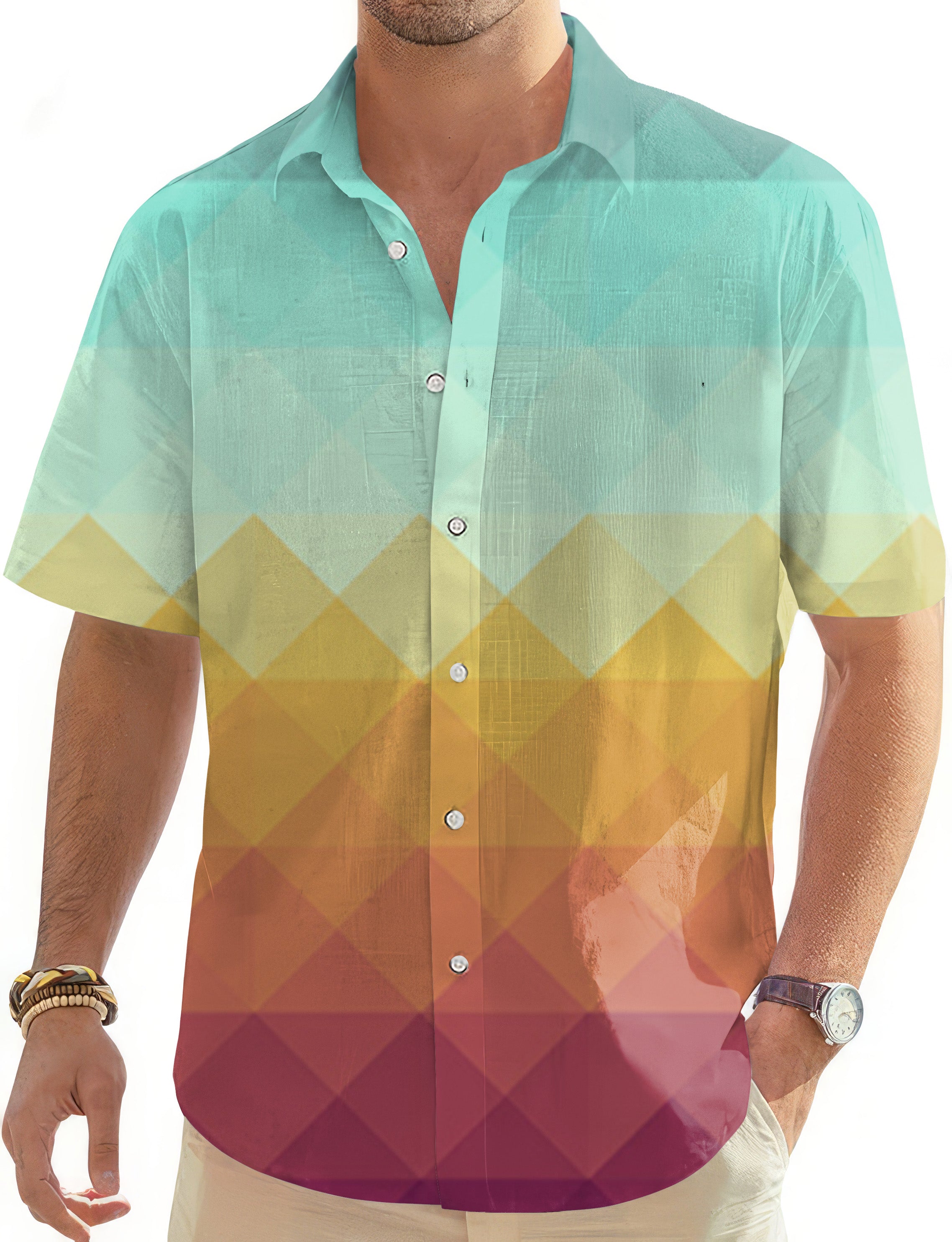 Arizona Sunset Men's Golf Hawaiian Shirts Button Down Shirt