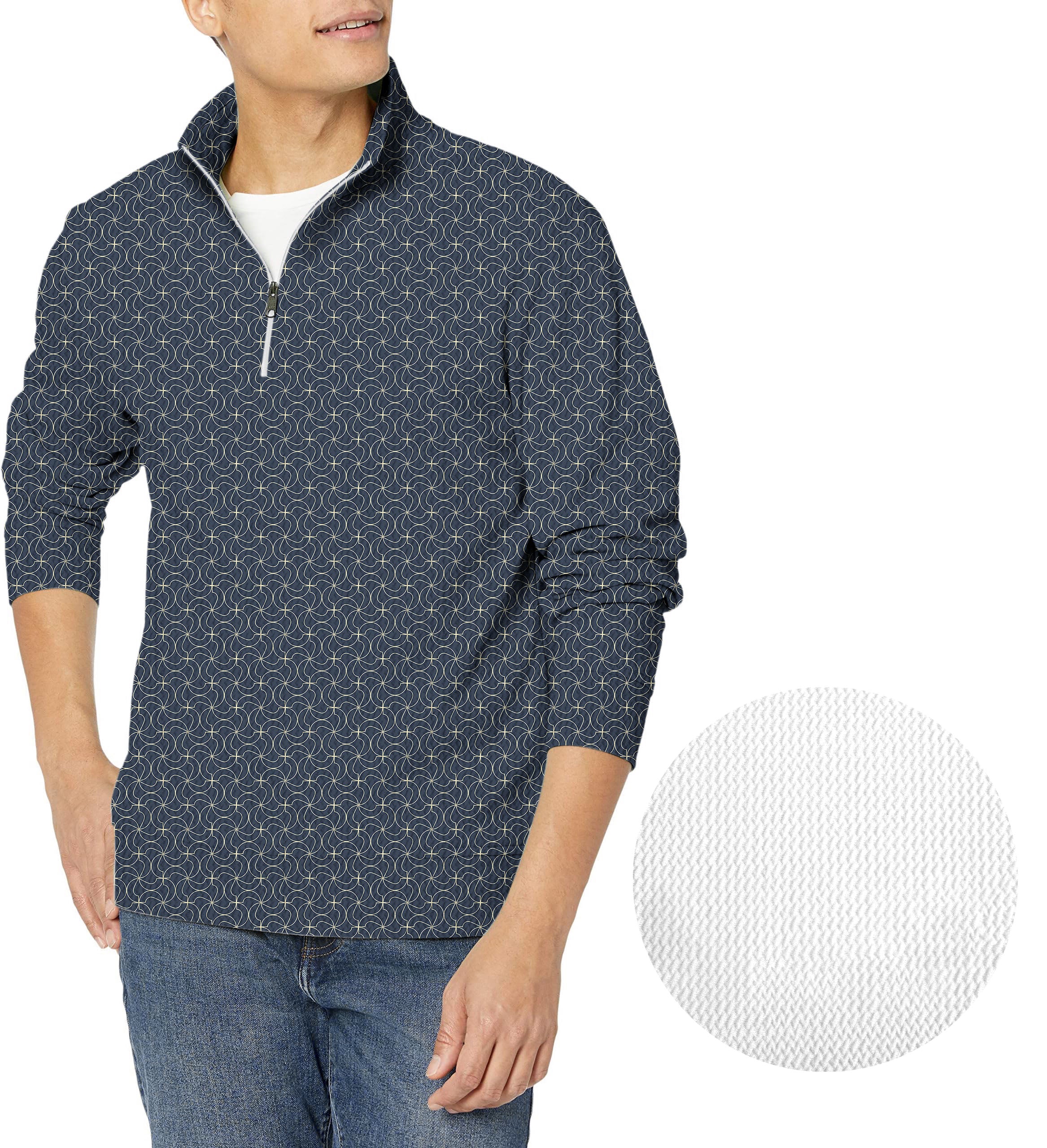 navy blue floral-Men's Golf Waffle Zipper Pullover limited edition