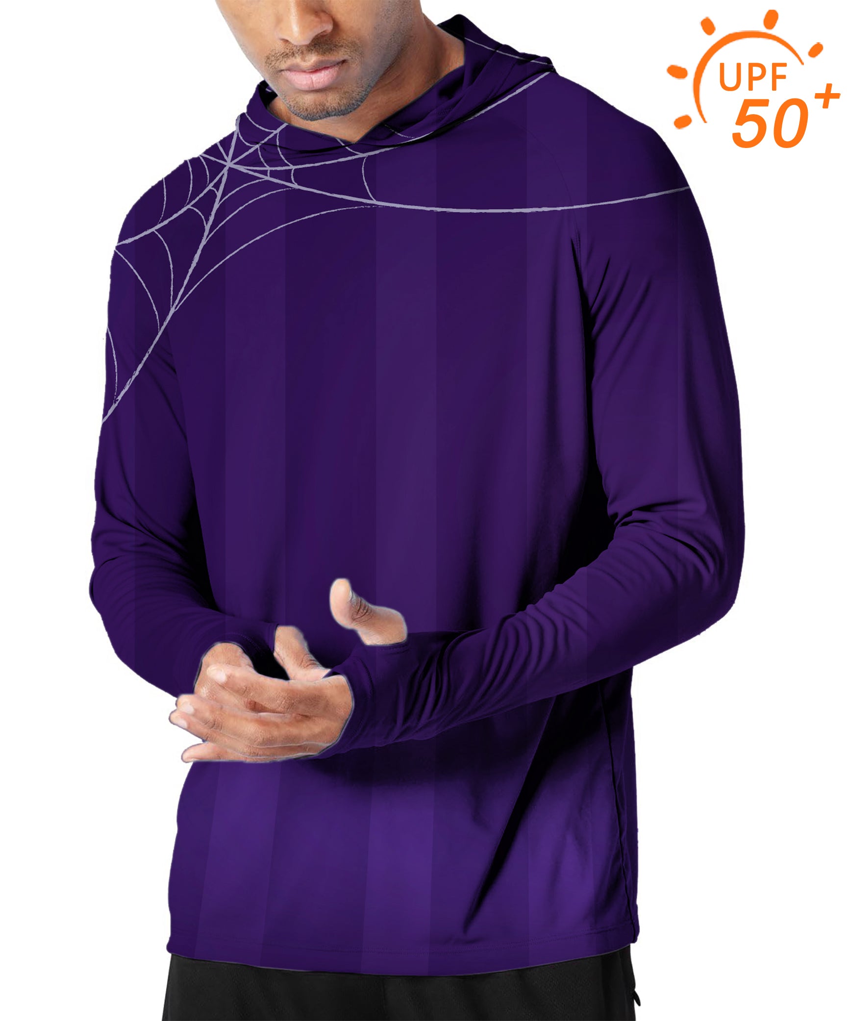 Men's Outdoor Halloween purple spiderweb Golf Sun Protection Loose Fit  hoodies