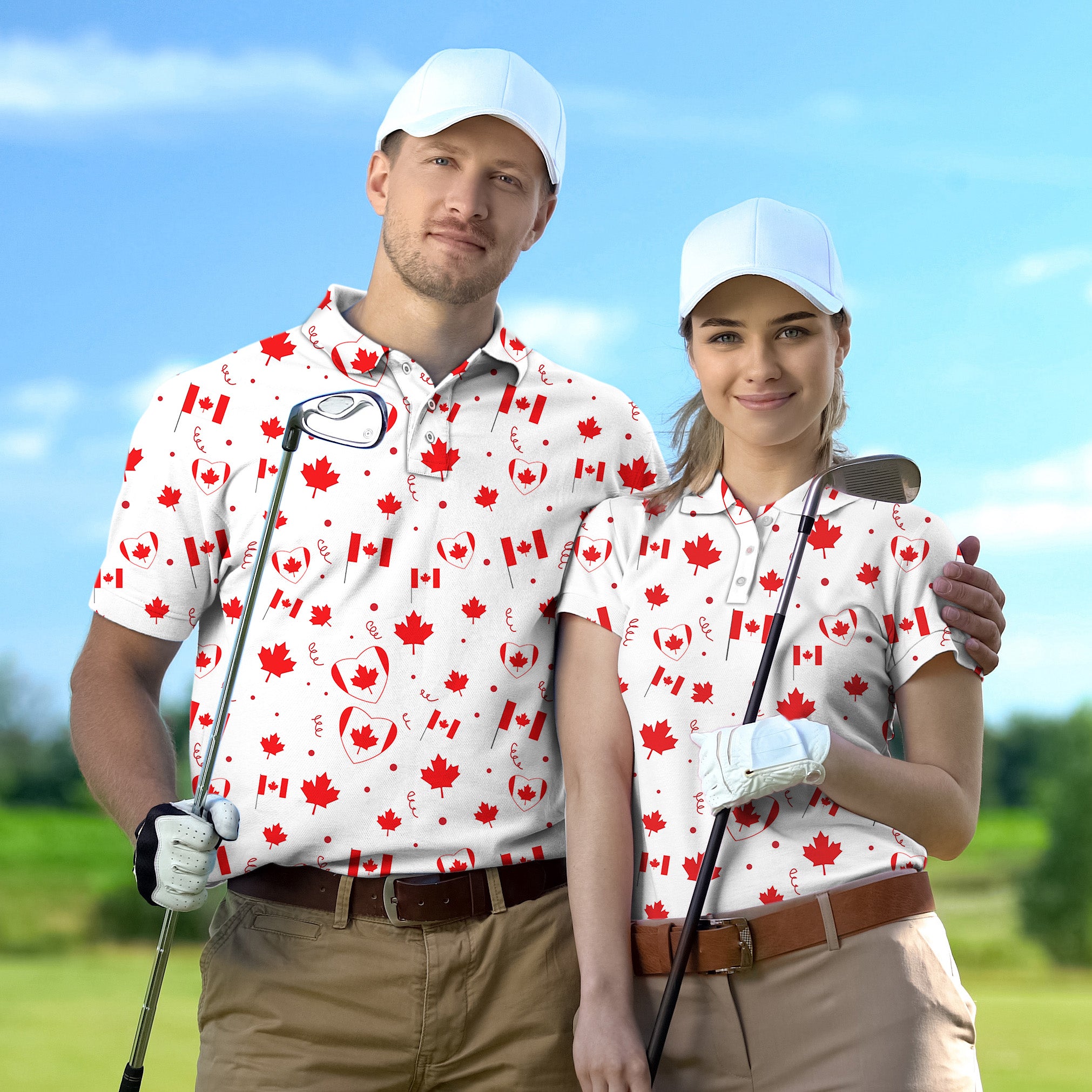 Couple Canadian Patriotic Flag set Golf Championship Trophy tournament