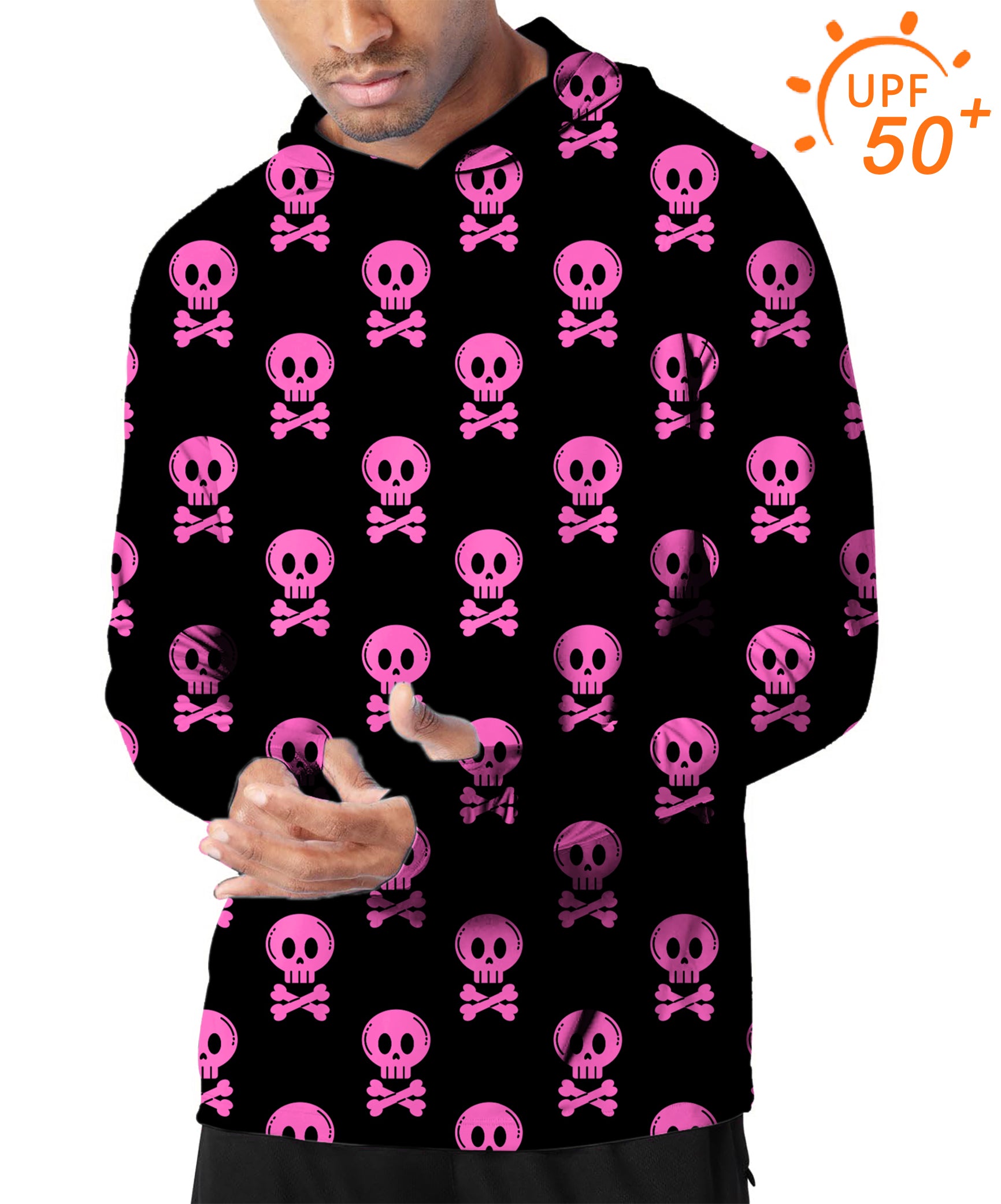 Men's Outdoor Halloween Punk Skull Golf Sun Protection Loose Fit  hoodies