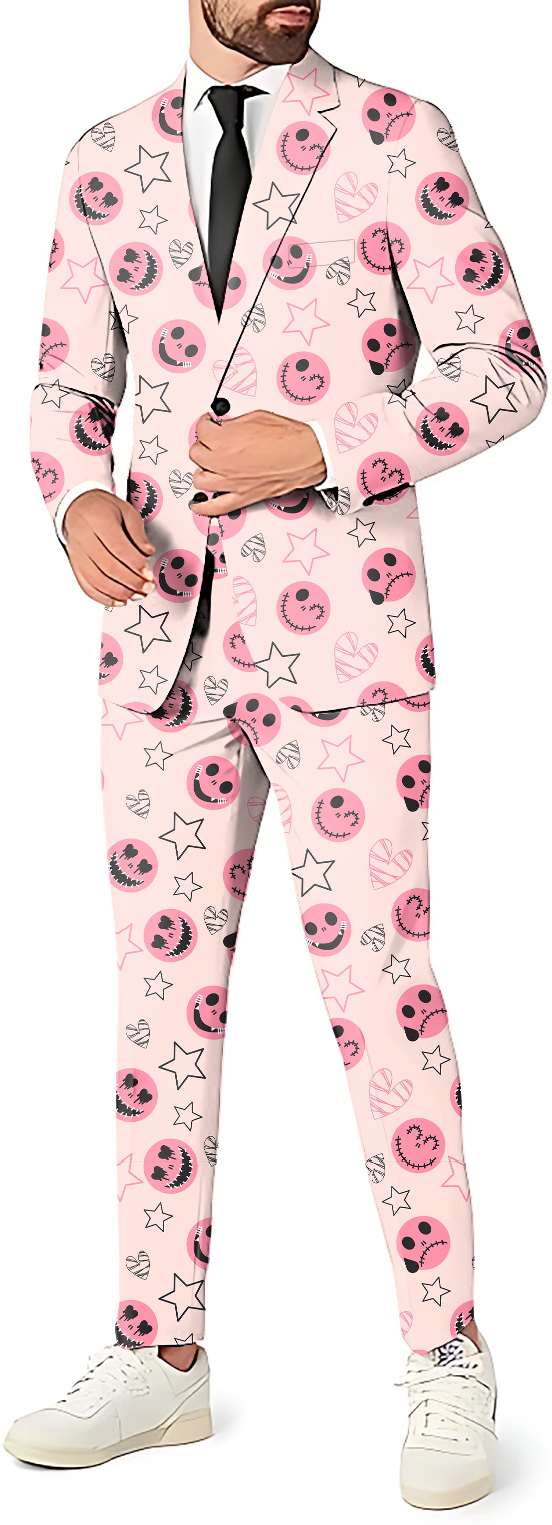 Halloween pink smiley face Men's Party Costumes-Theme Party 2 or 3pcs Suit set-Blazer Pants & Vest