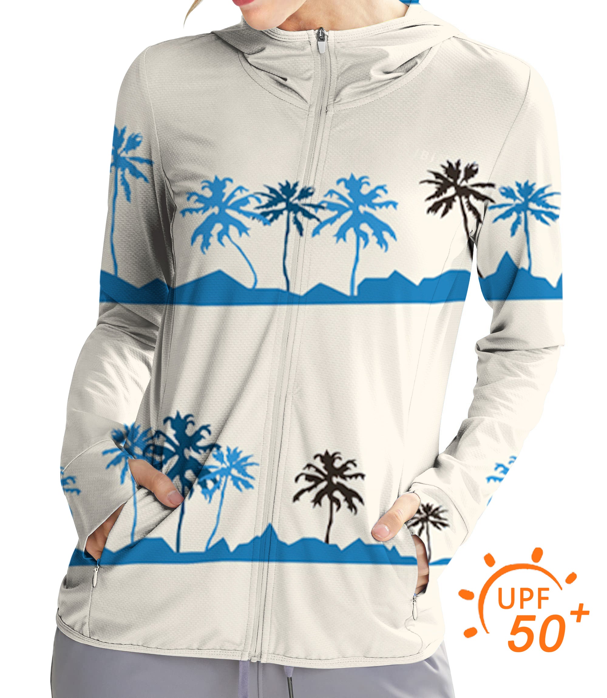Women's Outdoor palm tree Golf Sun Protection Slim Fit zip hoodies