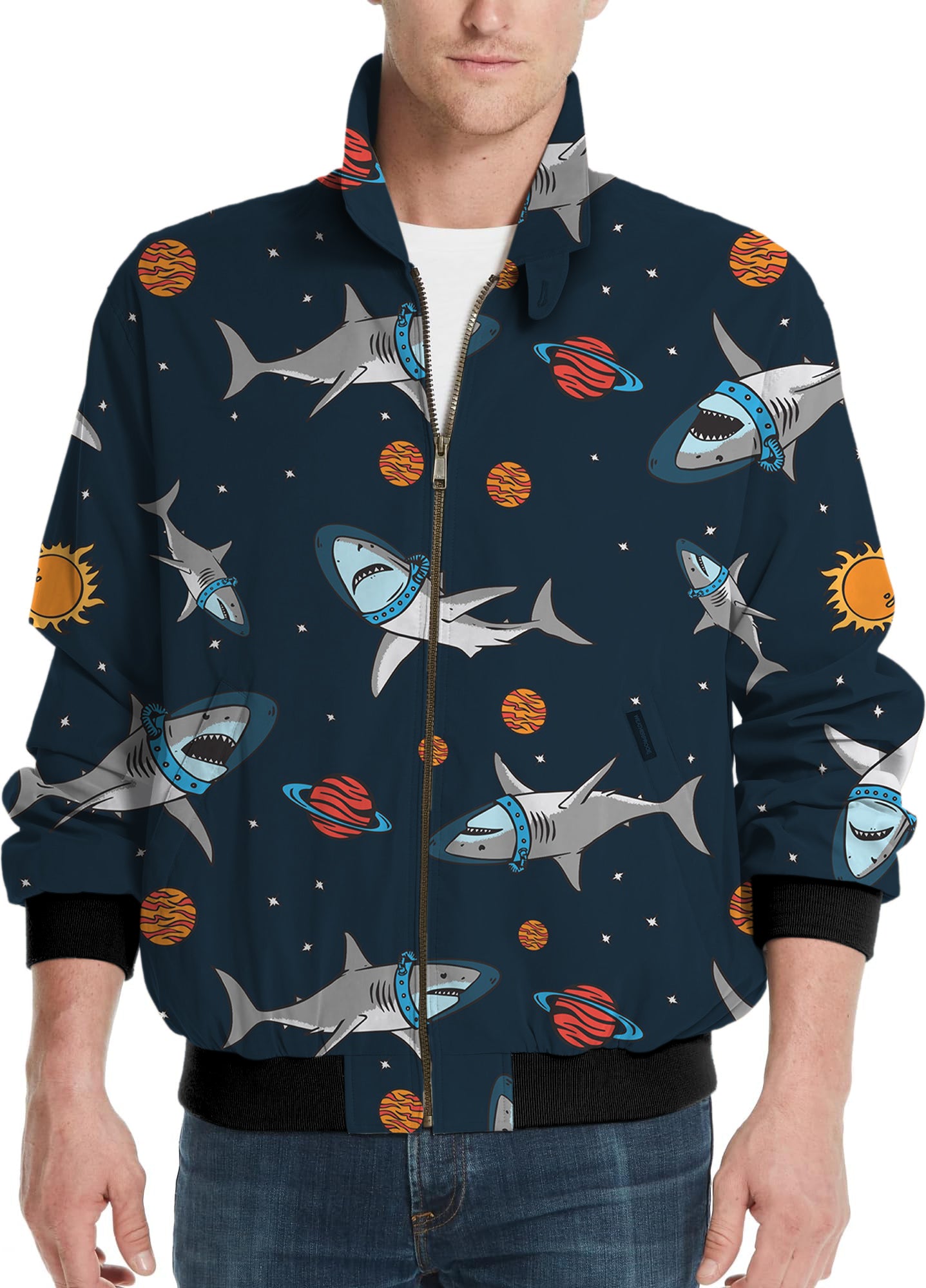 Sharks in Space-Men's Golf Windbreaker Light Jacket