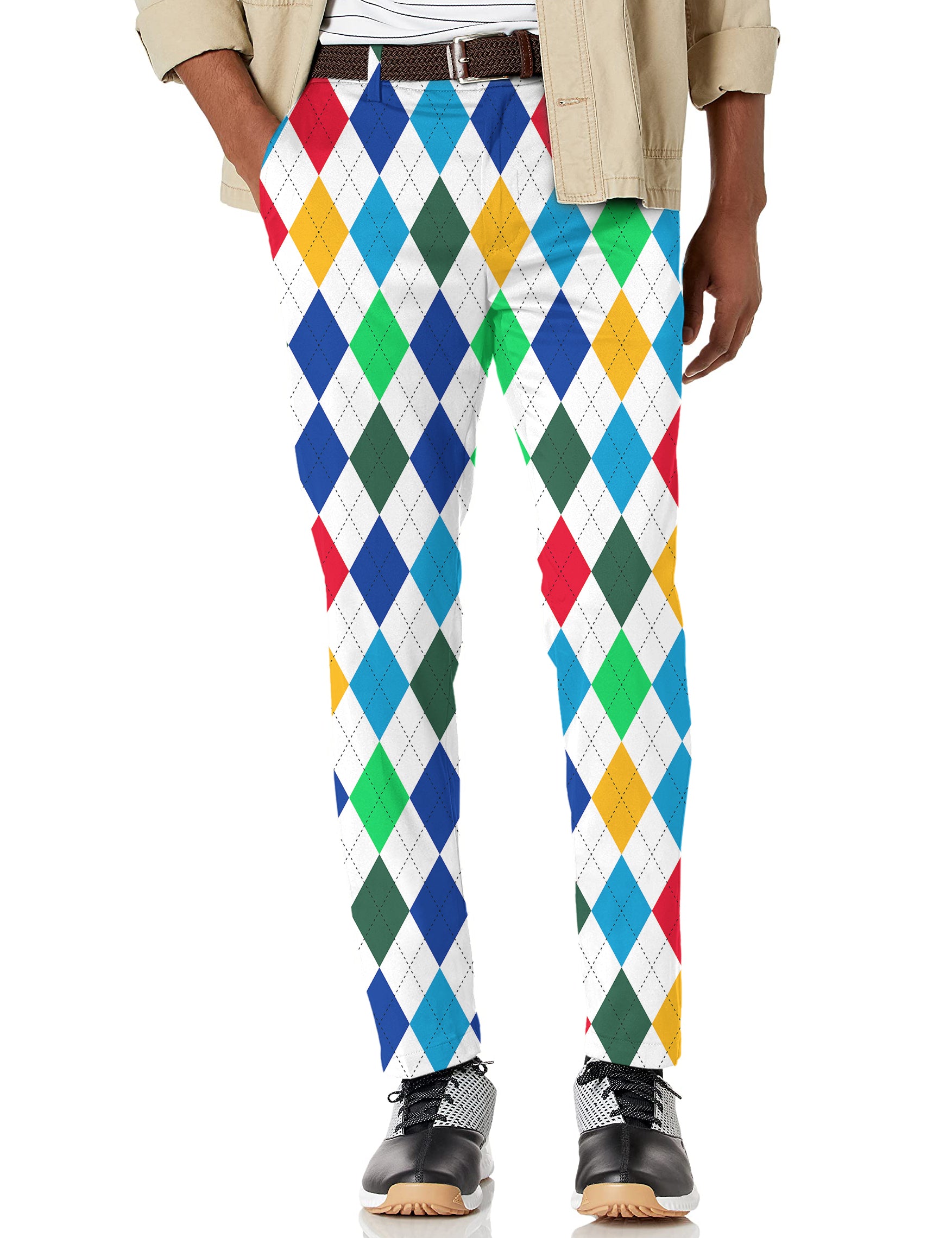 Men's Argyle Colorful Stretch Golf Pants